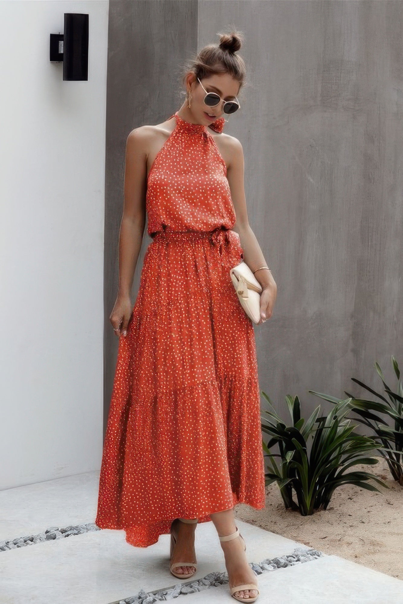 Halter Neck Polka Dot Swing Dress | by atgodanddesigns