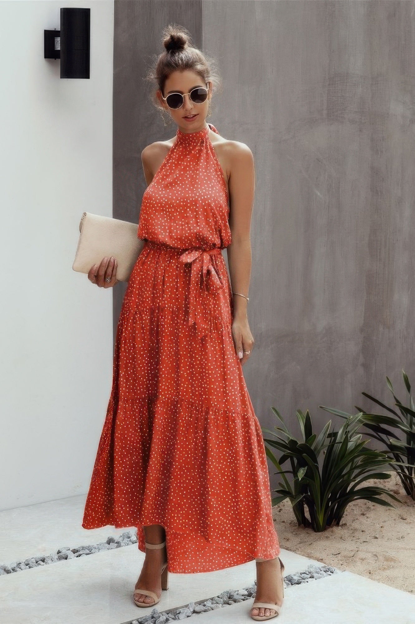 Halter Neck Polka Dot Swing Dress | by atgodanddesigns