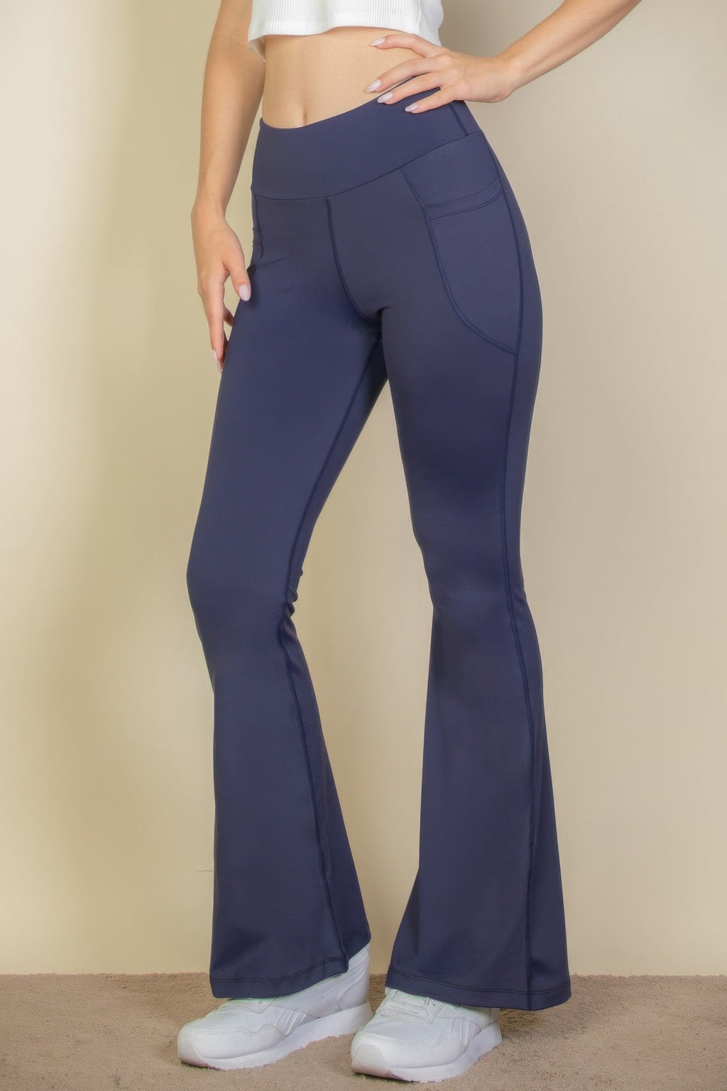 High Waist Side Pocket Flare Leggings | by atgodanddesigns