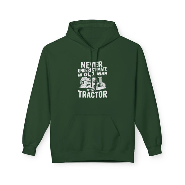 Homestead Men's Fleece Hoodie - Never Underestimate An Old Man With A Tractor | Hoodie by atgodanddesigns