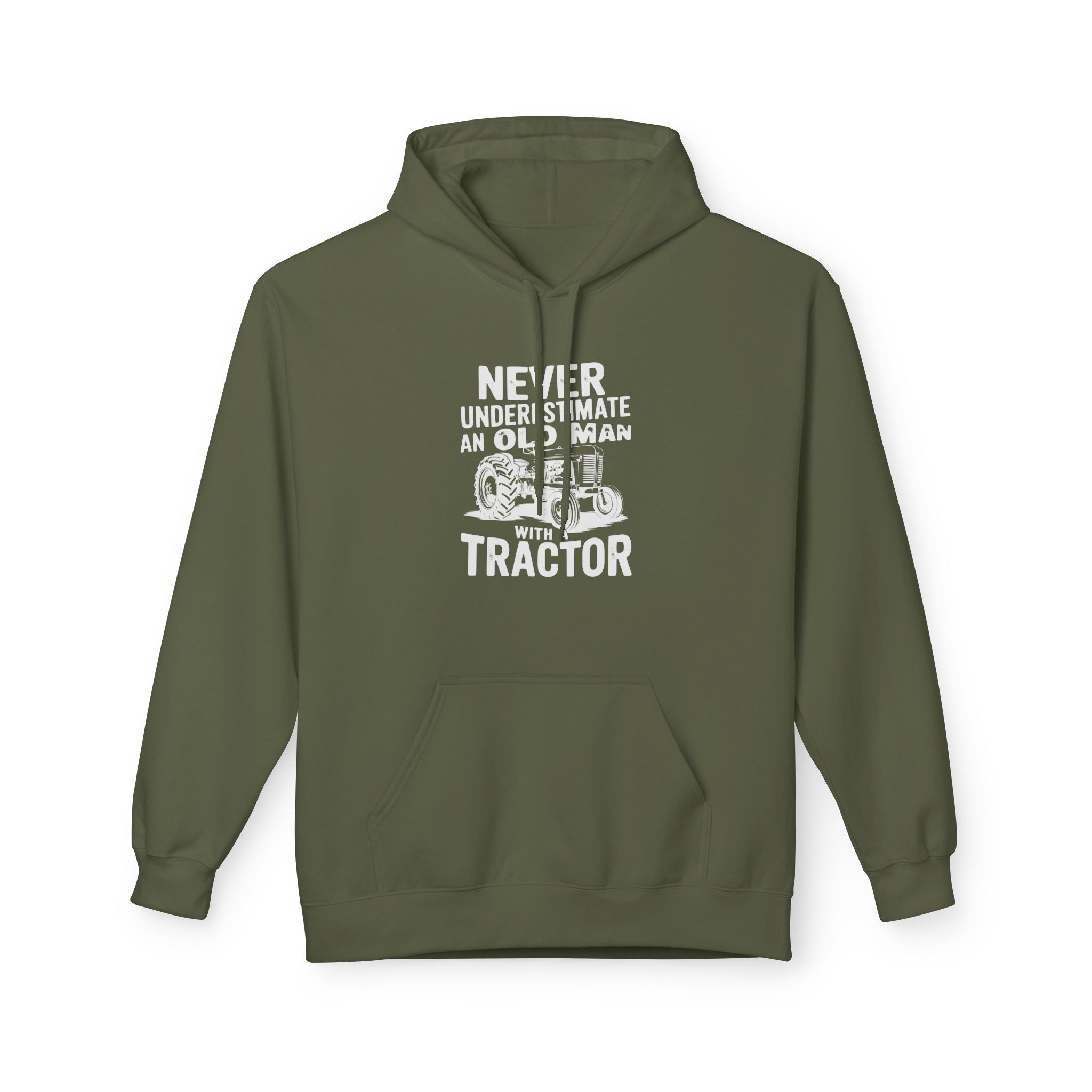 Homestead Men's Fleece Hoodie - Never Underestimate An Old Man With A Tractor | Hoodie by atgodanddesigns