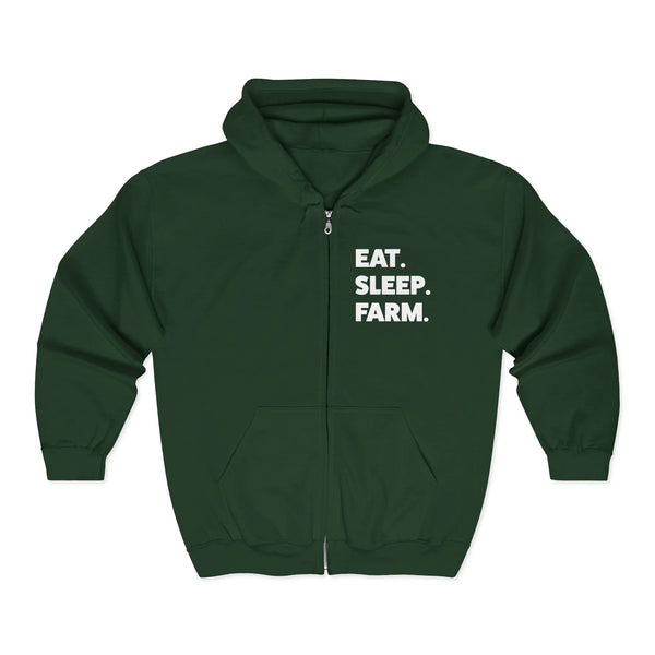 Homestead Men's Full Zip Hooded Sweatshirt - EAT. SLEEP. FARM. | Hoodie by atgodanddesigns