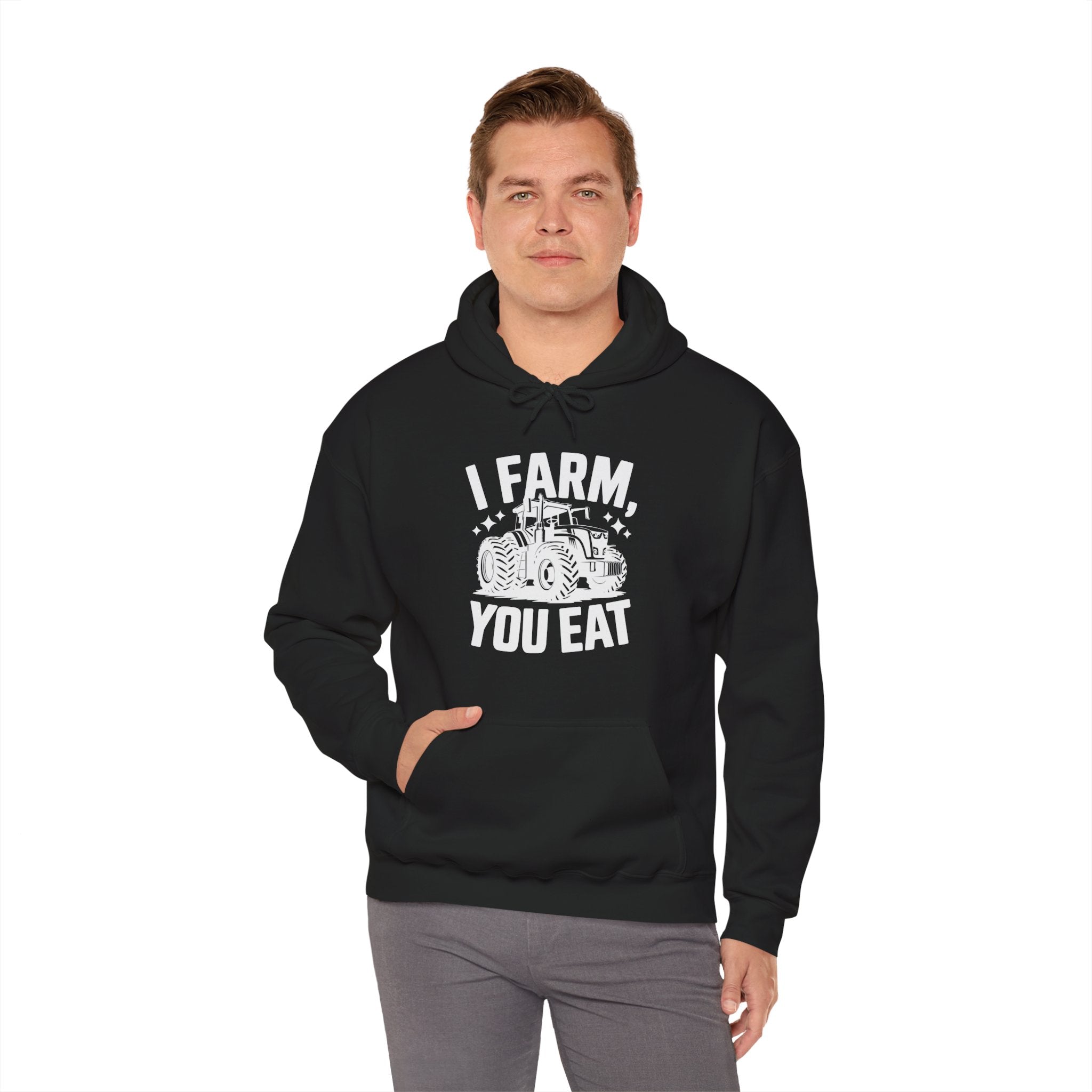 Homestead Men's Hooded Sweatshirt - I Farm, You Eat | Hoodie by atgodanddesigns