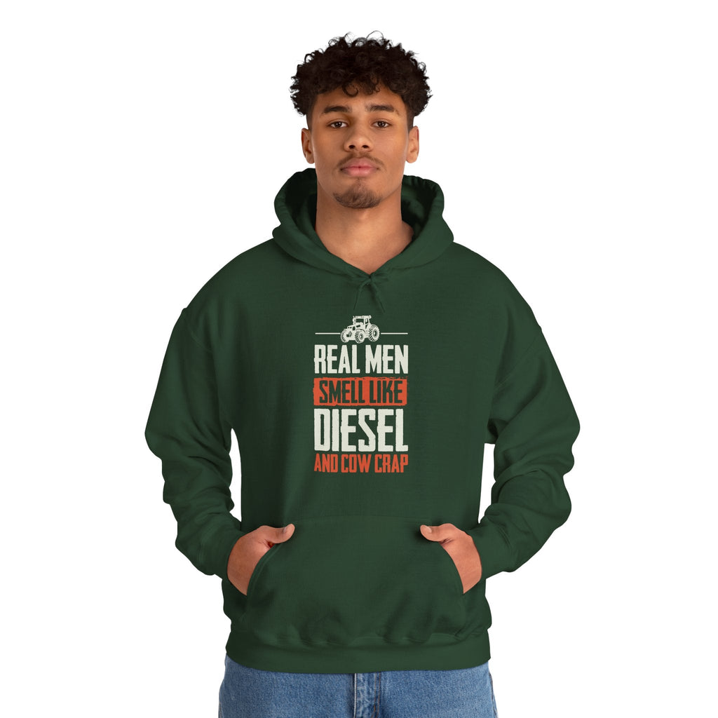 Homestead Men's Hoodie - Real Men Smell Like Diesel & Cow Crap | Hoodie by atgodanddesigns