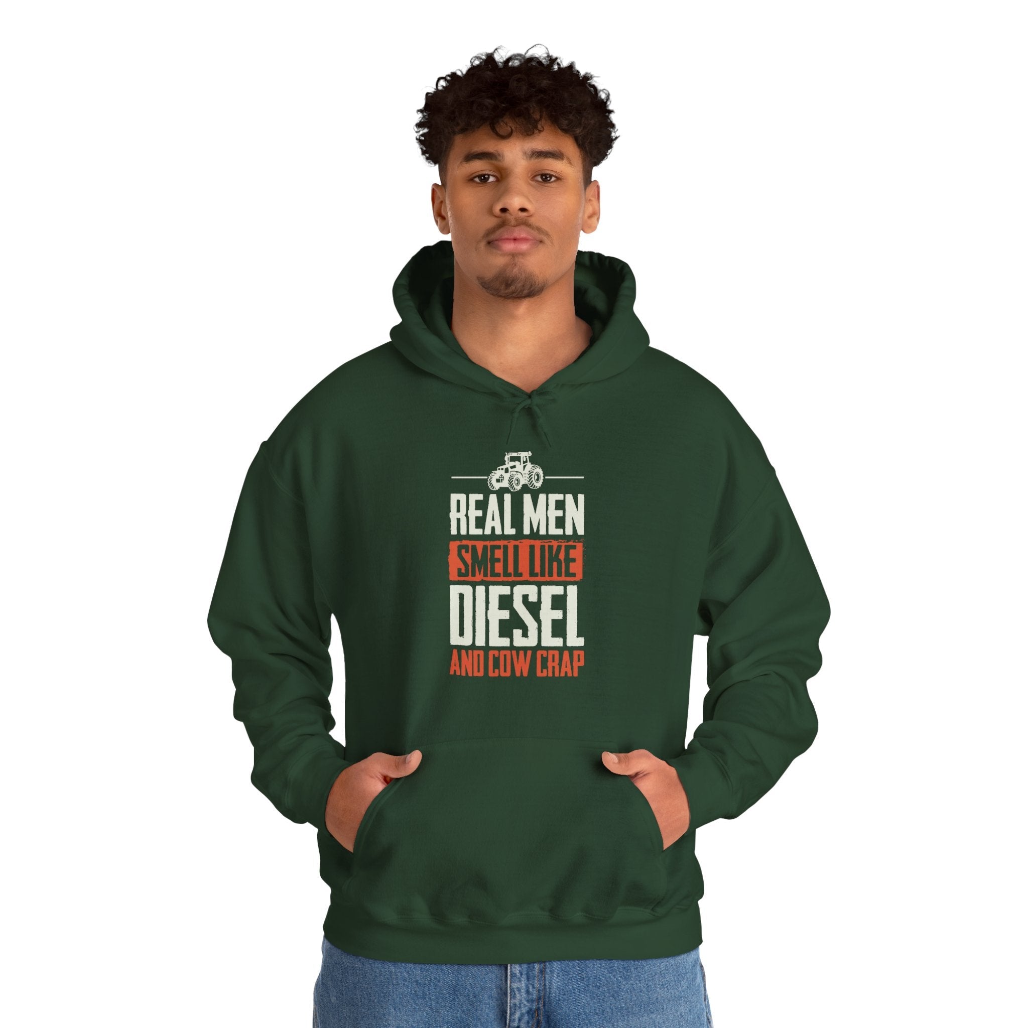 Homestead Men's Hoodie - Real Men Smell Like Diesel & Cow Crap | Hoodie by atgodanddesigns