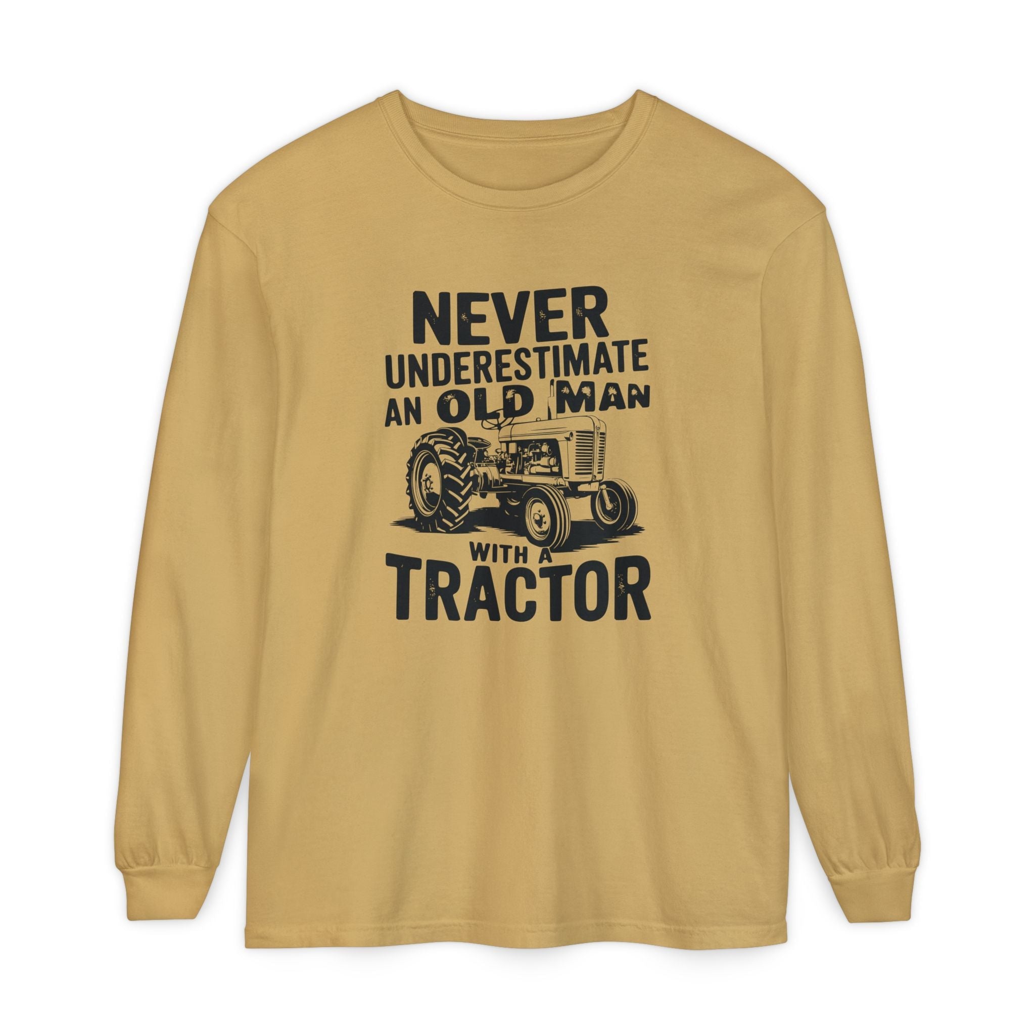 Homestead Men's Long Sleeve - Never Underestimate An Old Man With A Tractor | Long - sleeve by atgodanddesigns