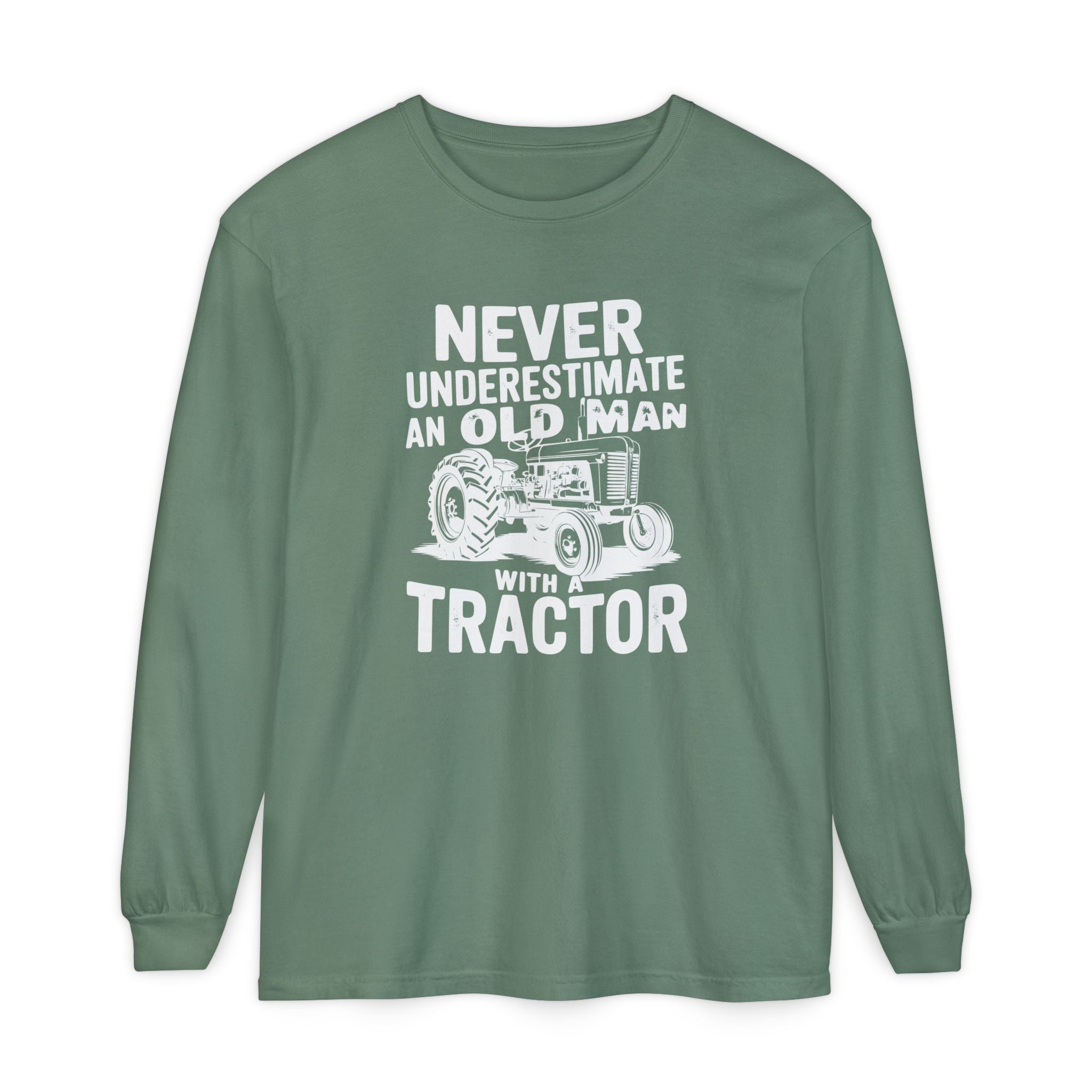 Homestead Men's Long Sleeve - Never Underestimate An Old Man With A Tractor | Long - sleeve by atgodanddesigns