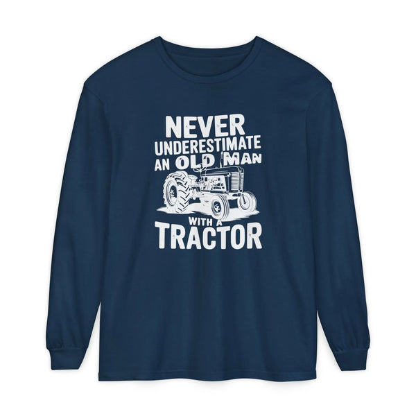 Homestead Men's Long Sleeve - Never Underestimate An Old Man With A Tractor | Long - sleeve by atgodanddesigns