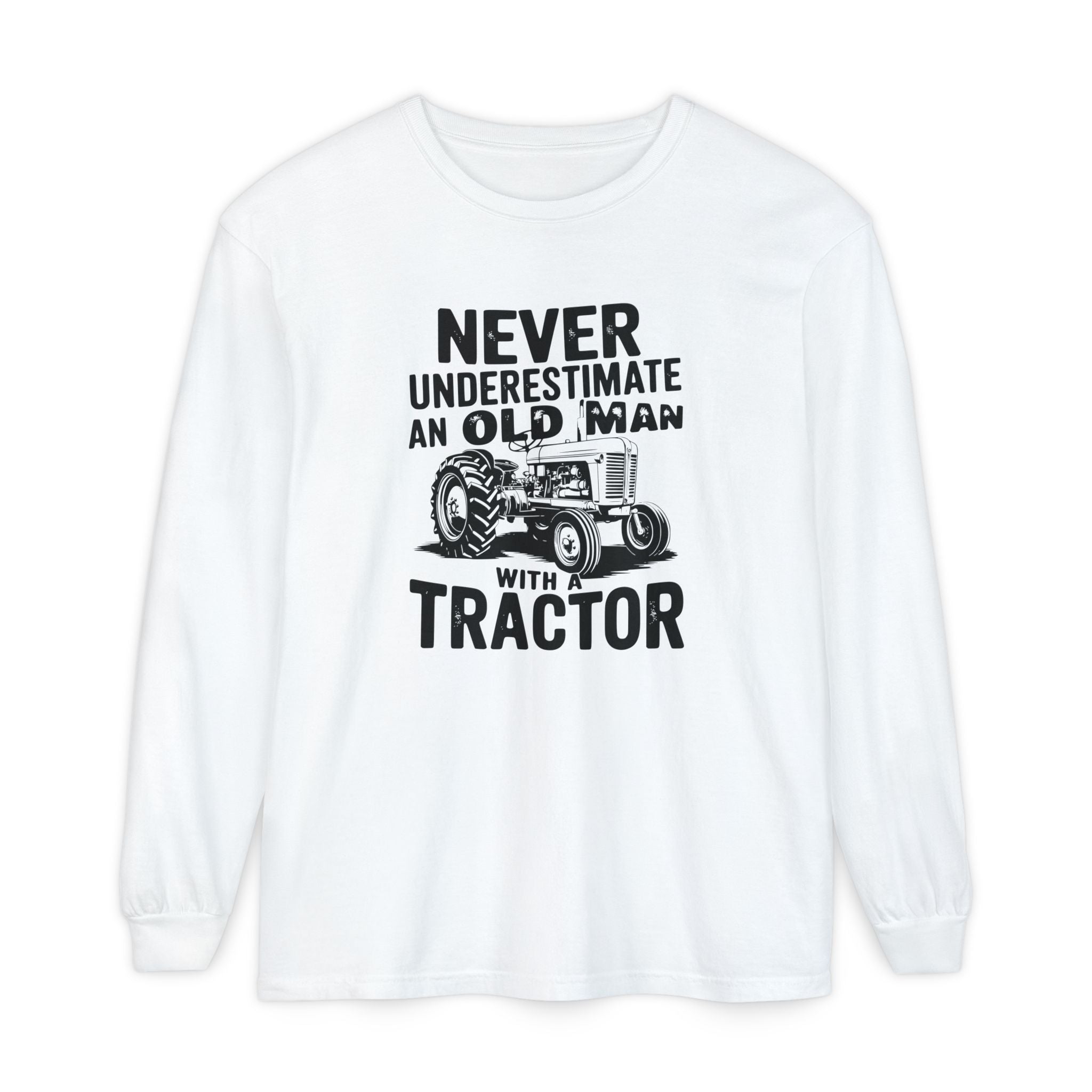 Homestead Men's Long Sleeve - Never Underestimate An Old Man With A Tractor | Long - sleeve by atgodanddesigns