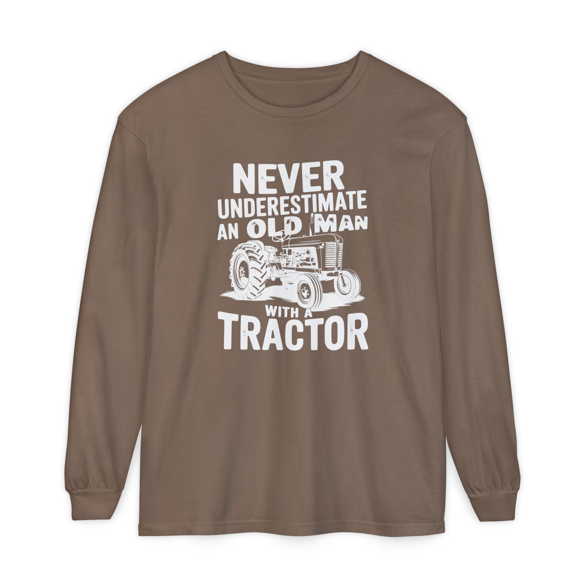 Homestead Men's Long Sleeve - Never Underestimate An Old Man With A Tractor | Long - sleeve by atgodanddesigns