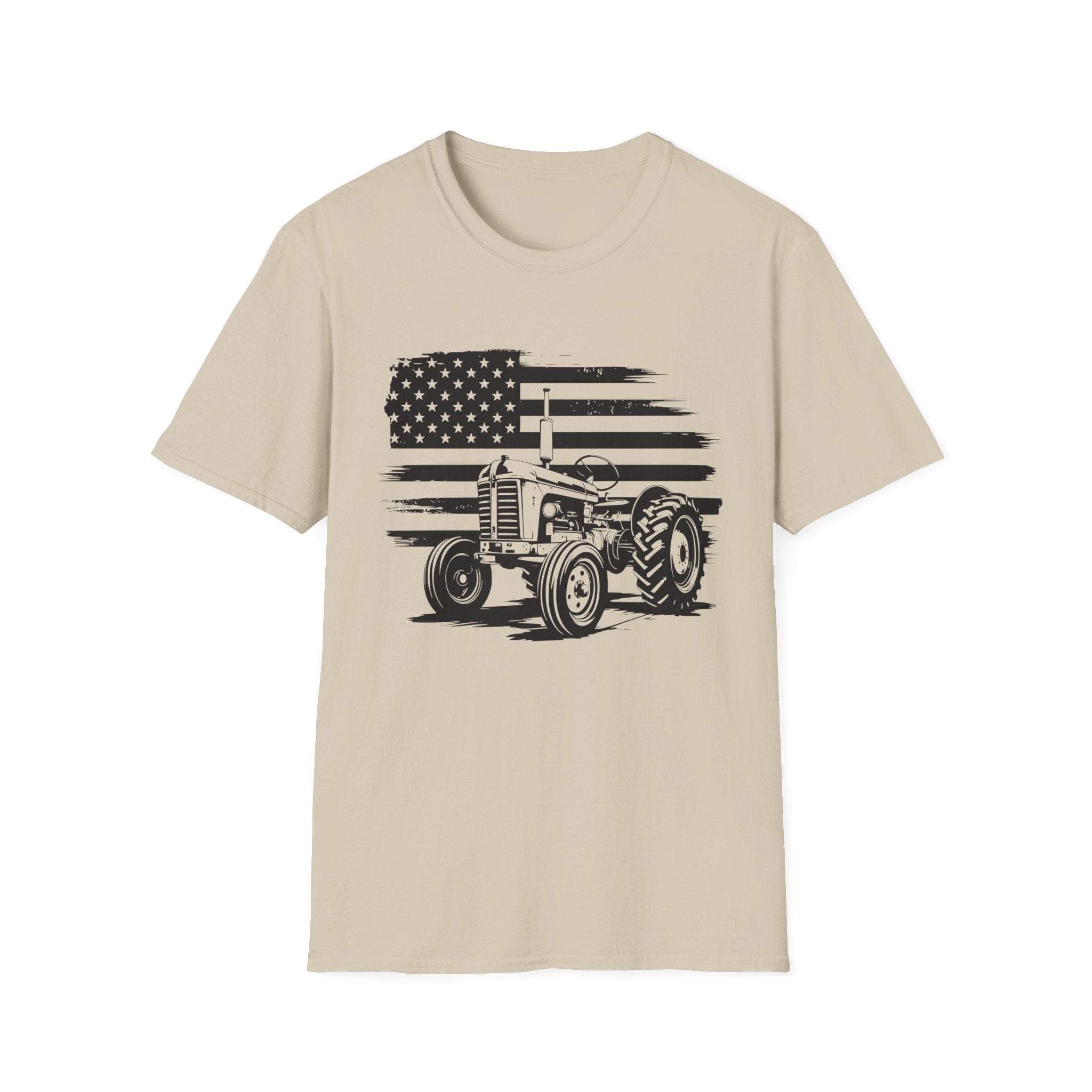 Homestead Men's T-Shirt - Tractor & The American Flag | T-Shirt by atgodanddesigns