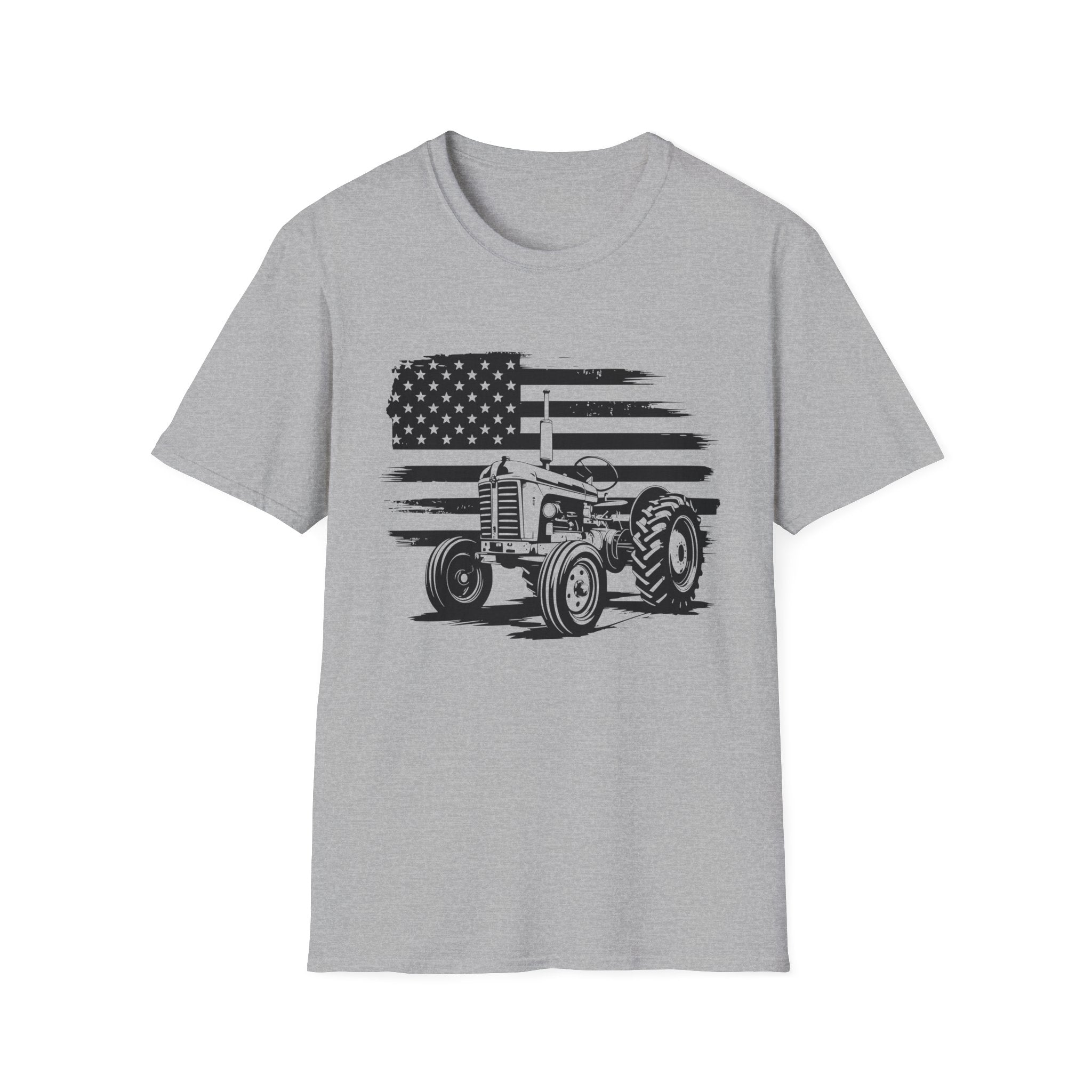 Homestead Men's T-Shirt - Tractor & The American Flag | T-Shirt by atgodanddesigns