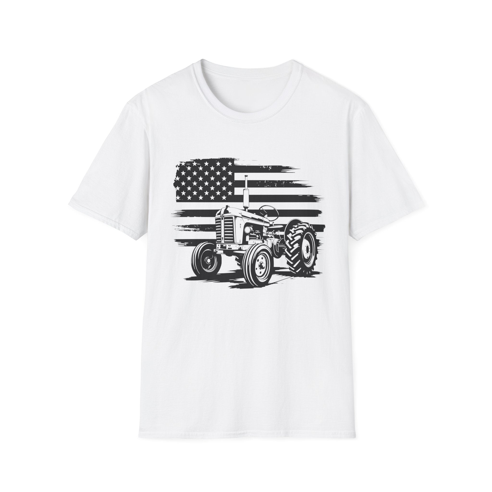 Homestead Men's T-Shirt - Tractor & The American Flag | T-Shirt by atgodanddesigns
