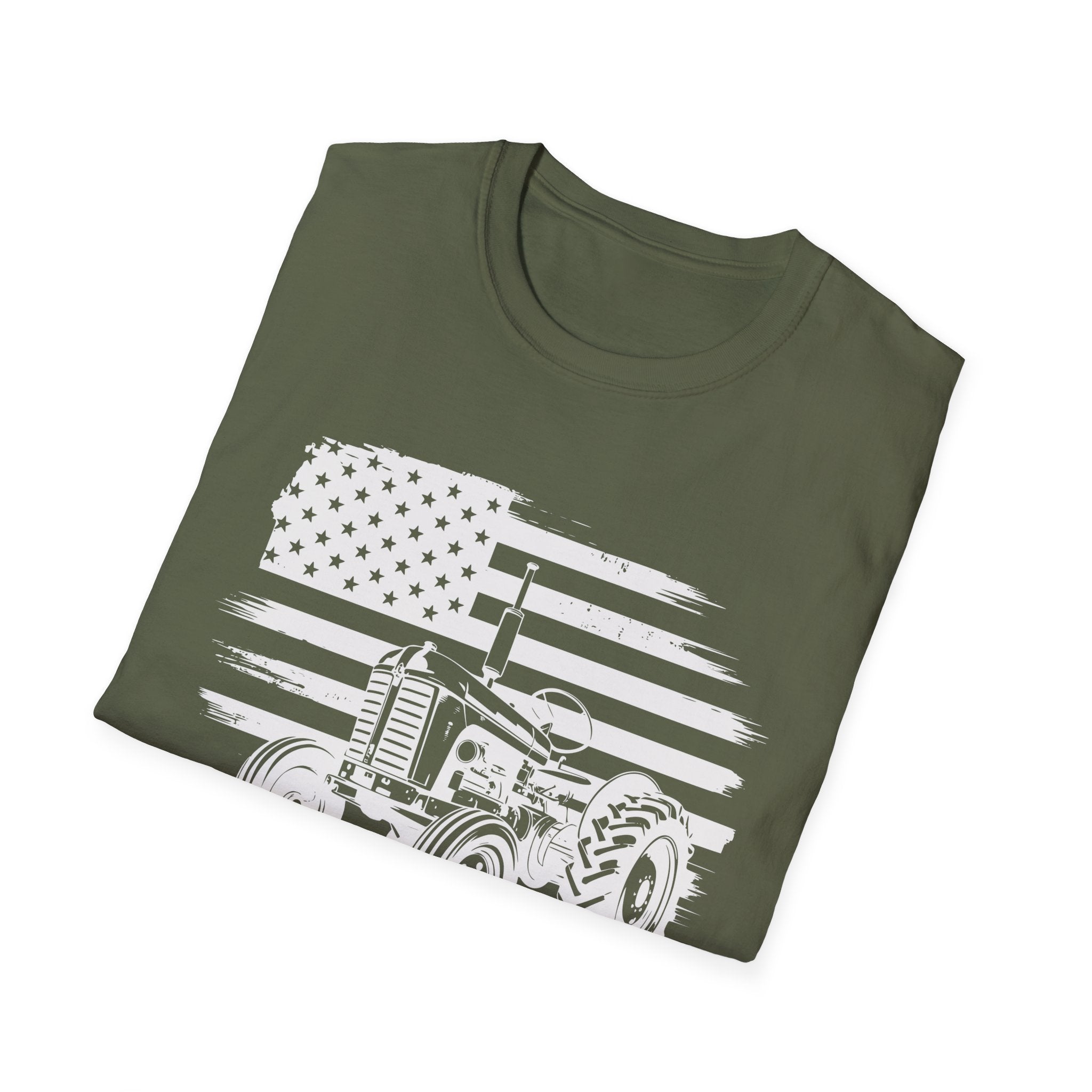 Homestead Men's T-Shirt - Tractor & The American Flag | T-Shirt by atgodanddesigns
