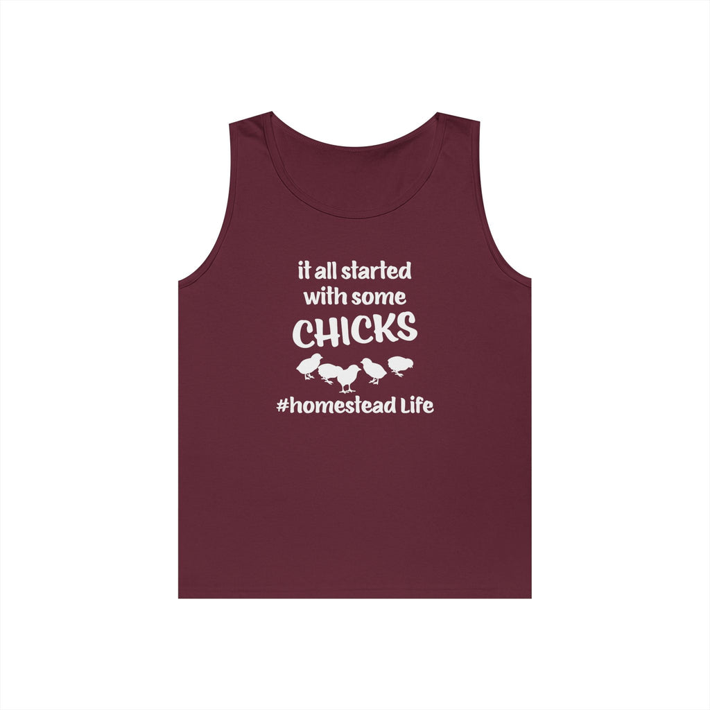Homestead Men's Tank Top - It All Started With Some Chicks Homestead Life | Tank Top by atgodanddesigns