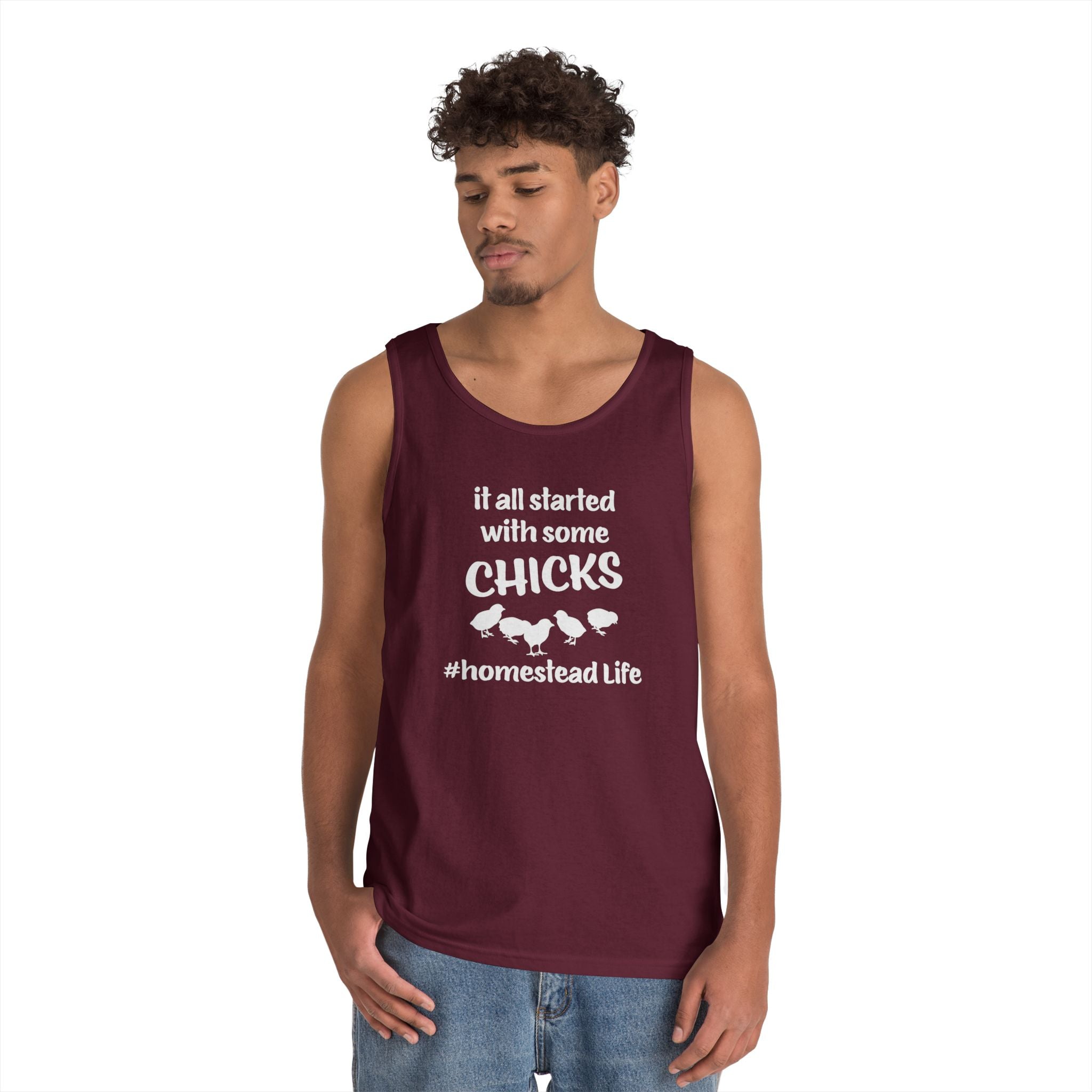 Homestead Men's Tank Top - It All Started With Some Chicks Homestead Life | Tank Top by atgodanddesigns