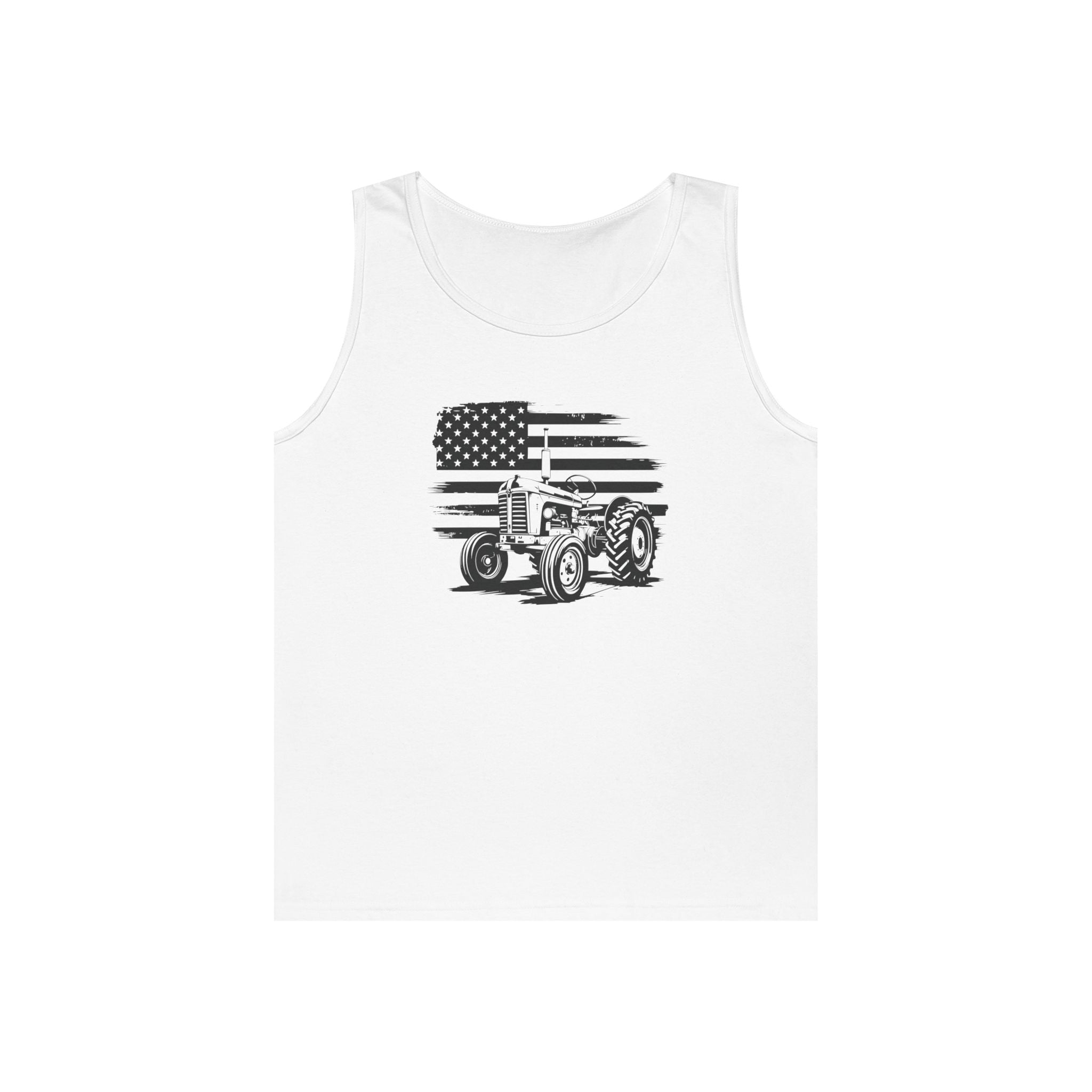 Homestead Men's Tank - Tractor & The American Flag | Tank Top by atgodanddesigns