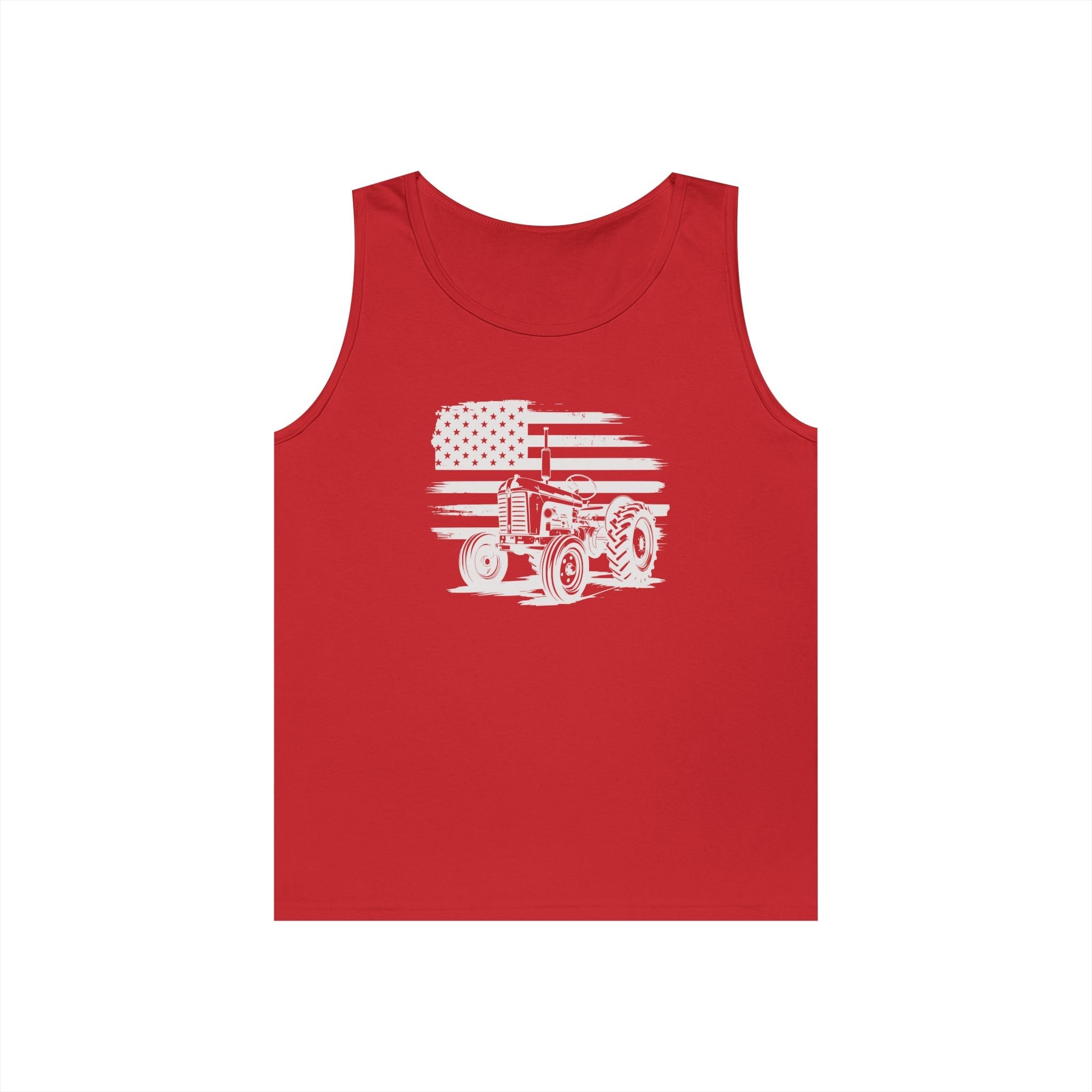 Homestead Men's Tank - Tractor & The American Flag | Tank Top by atgodanddesigns