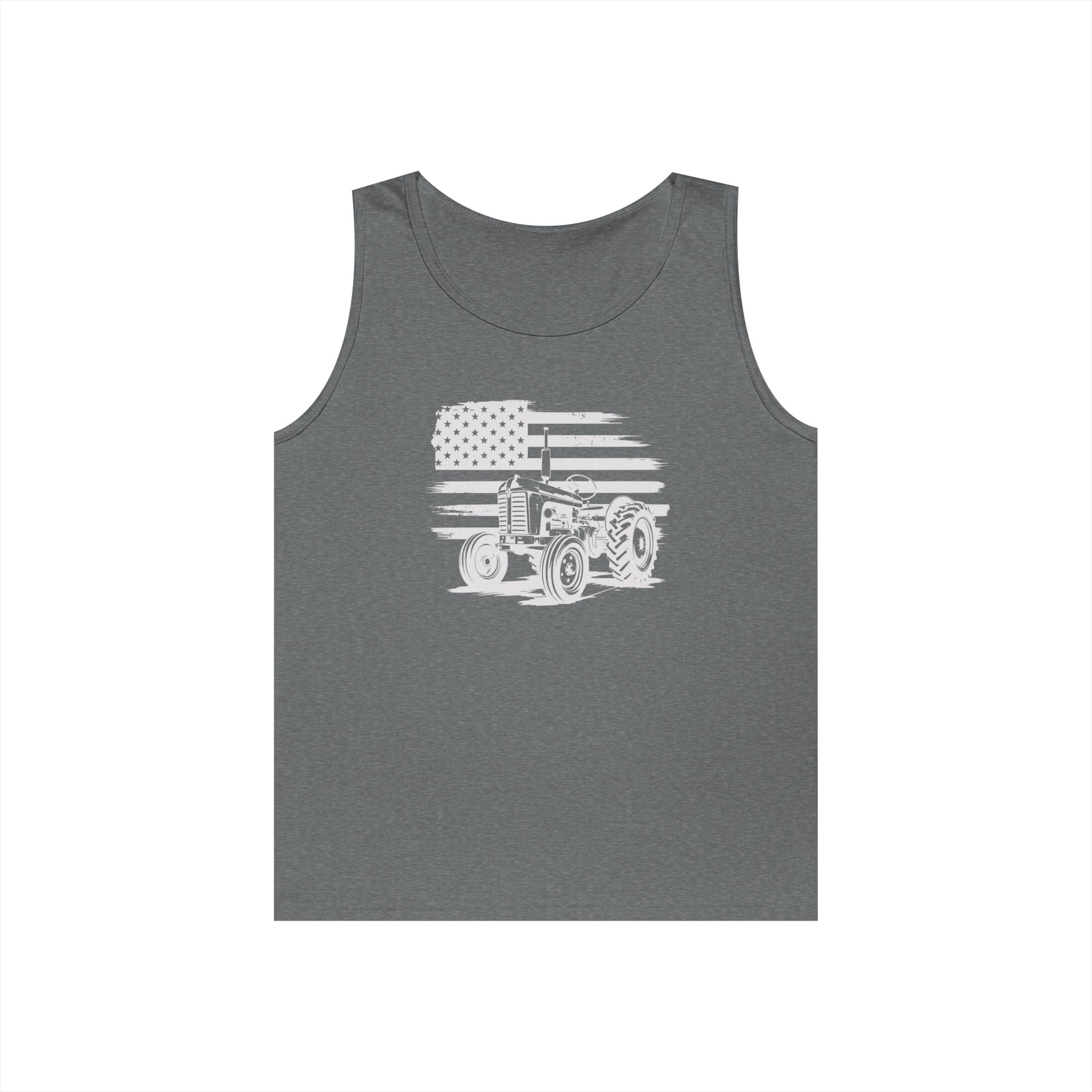 Homestead Men's Tank - Tractor & The American Flag | Tank Top by atgodanddesigns