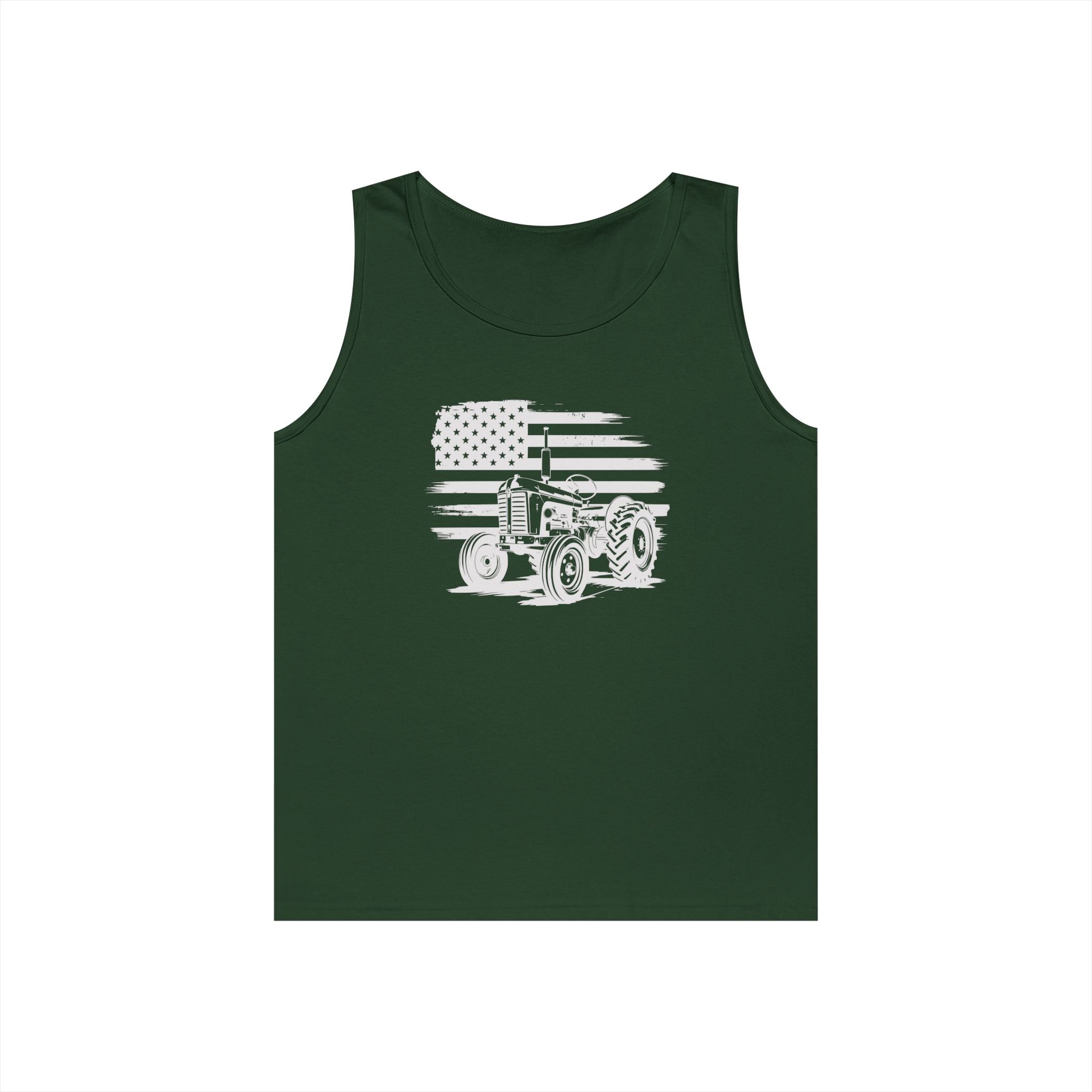 Homestead Men's Tank - Tractor & The American Flag | Tank Top by atgodanddesigns