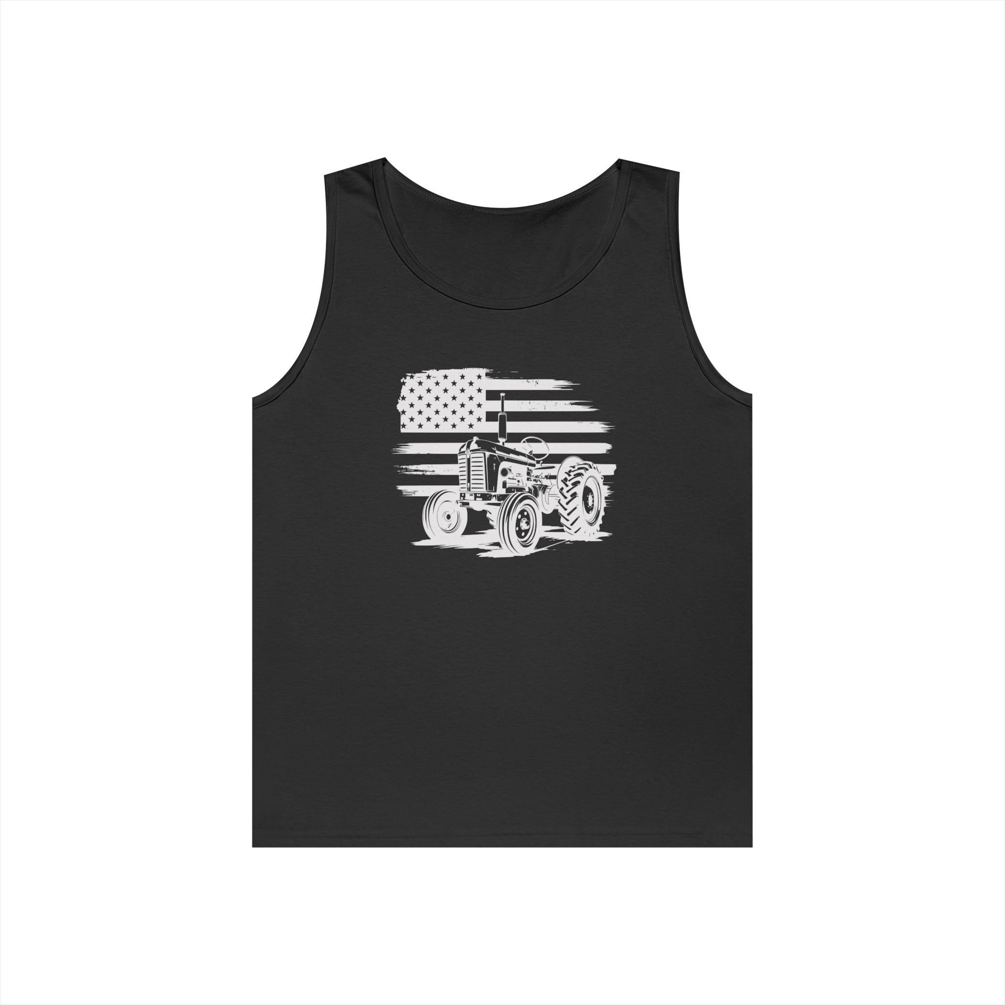 Homestead Men's Tank - Tractor & The American Flag | Tank Top by atgodanddesigns