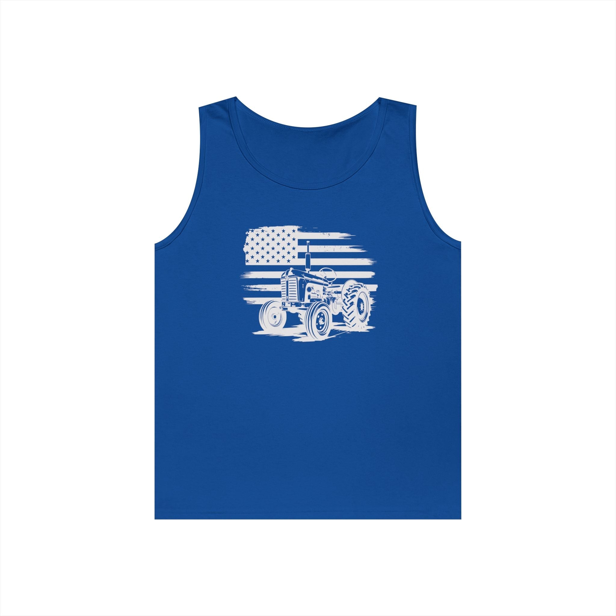 Homestead Men's Tank - Tractor & The American Flag | Tank Top by atgodanddesigns