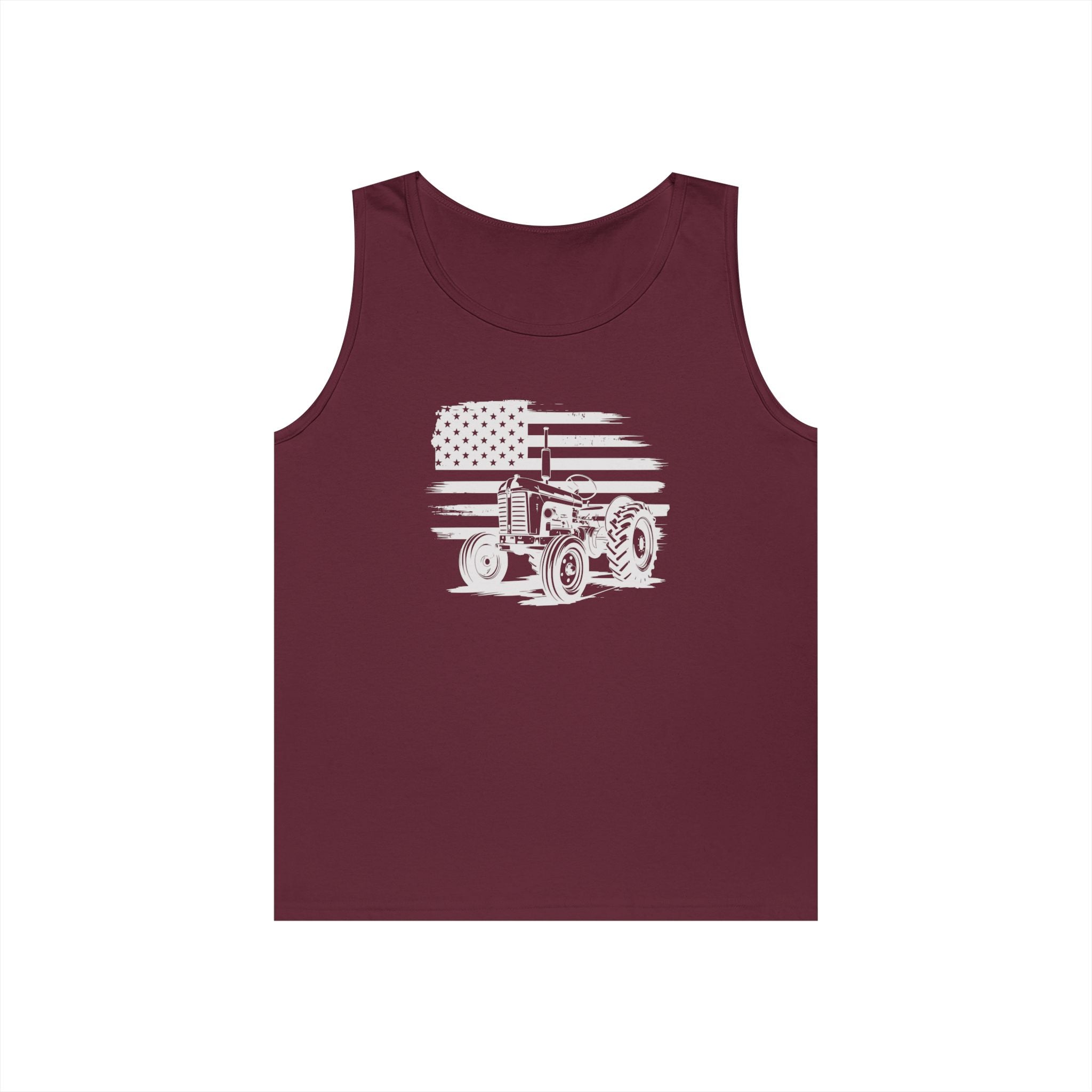 Homestead Men's Tank - Tractor & The American Flag | Tank Top by atgodanddesigns