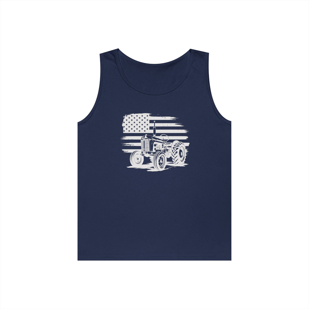Homestead Men's Tank - Tractor & The American Flag | Tank Top by atgodanddesigns