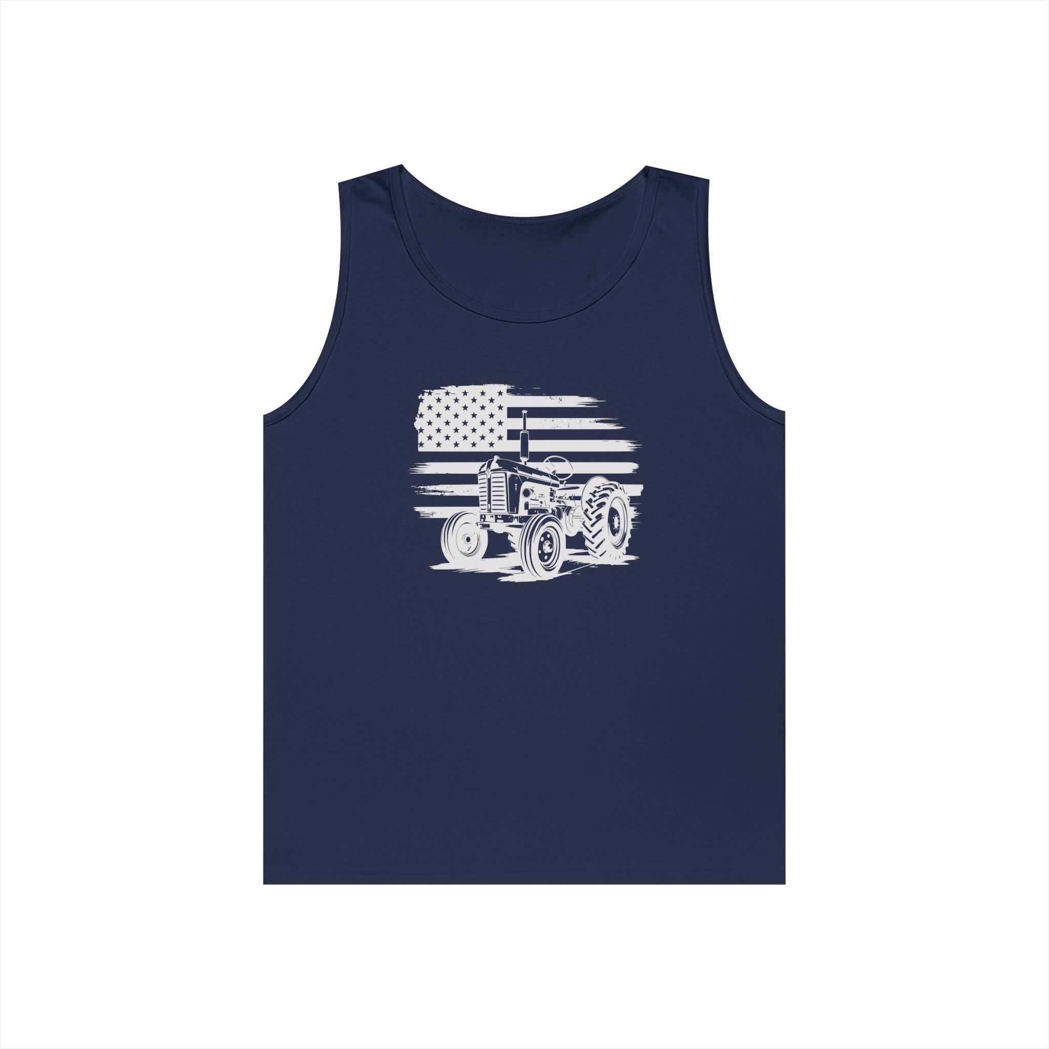 Homestead Men's Tank - Tractor & The American Flag | Tank Top by atgodanddesigns