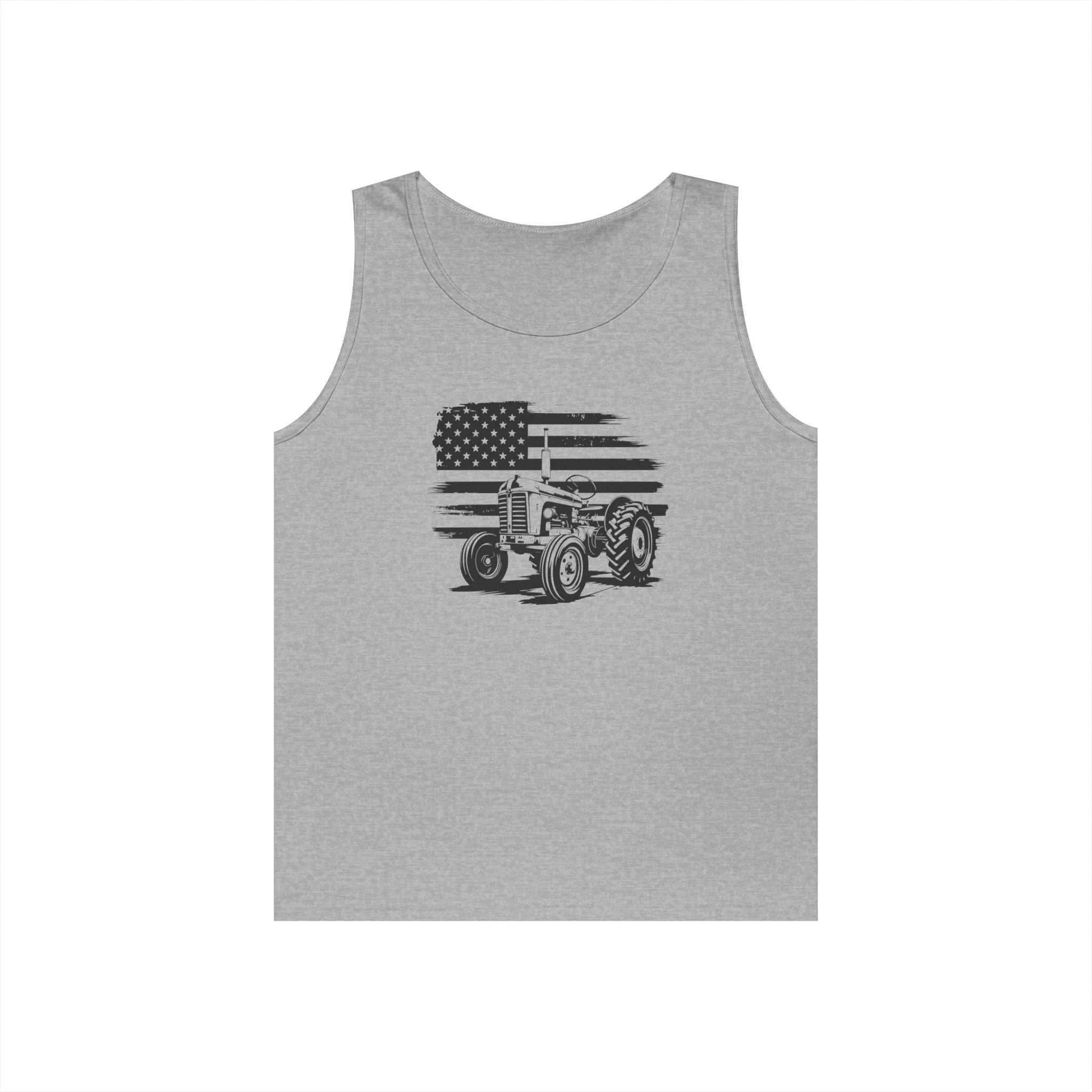 Homestead Men's Tank - Tractor & The American Flag | Tank Top by atgodanddesigns