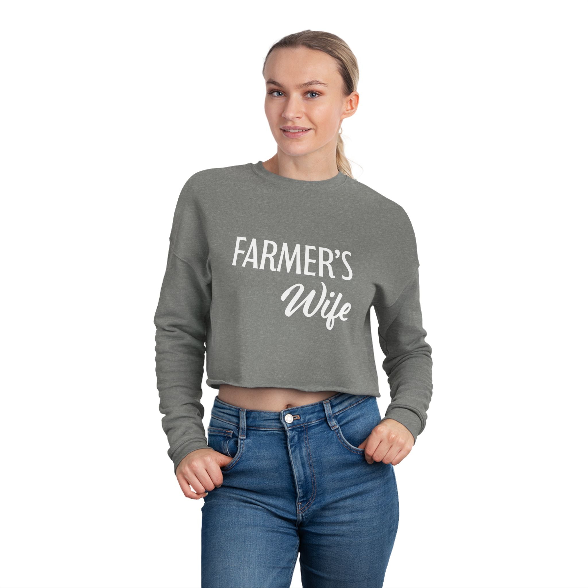 Homestead Women's Cropped Sweatshirt - Farmers Wife | Sweatshirt by atgodanddesigns