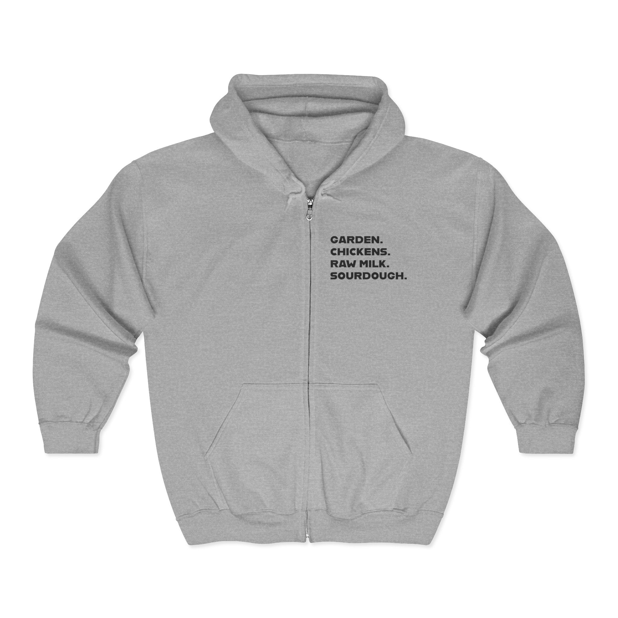 Homestead Women's Full Zip Hoodie - GARDER. CHICKENS. RAW MILK. SOURDOUGH. | Hoodie by atgodanddesigns