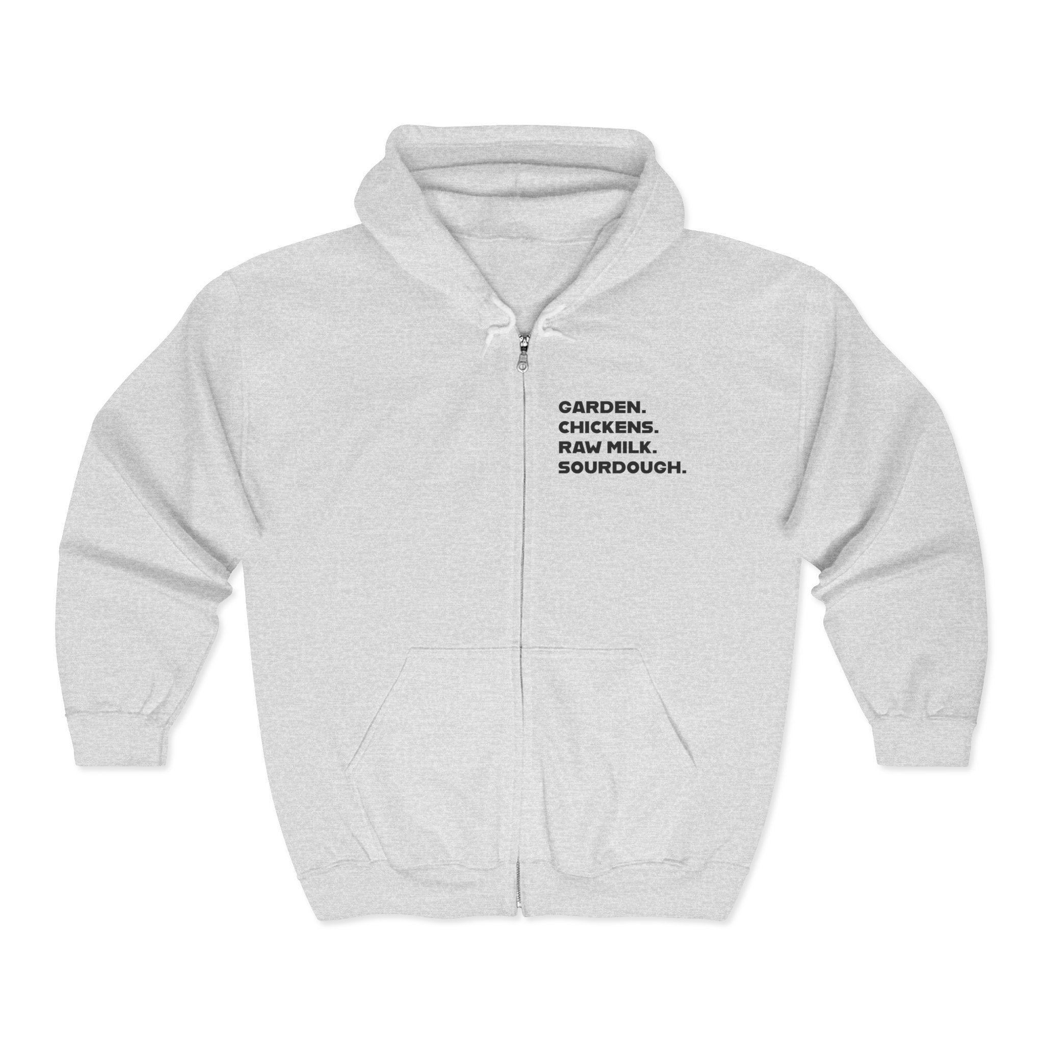 Homestead Women's Full Zip Hoodie - GARDER. CHICKENS. RAW MILK. SOURDOUGH. | Hoodie by atgodanddesigns
