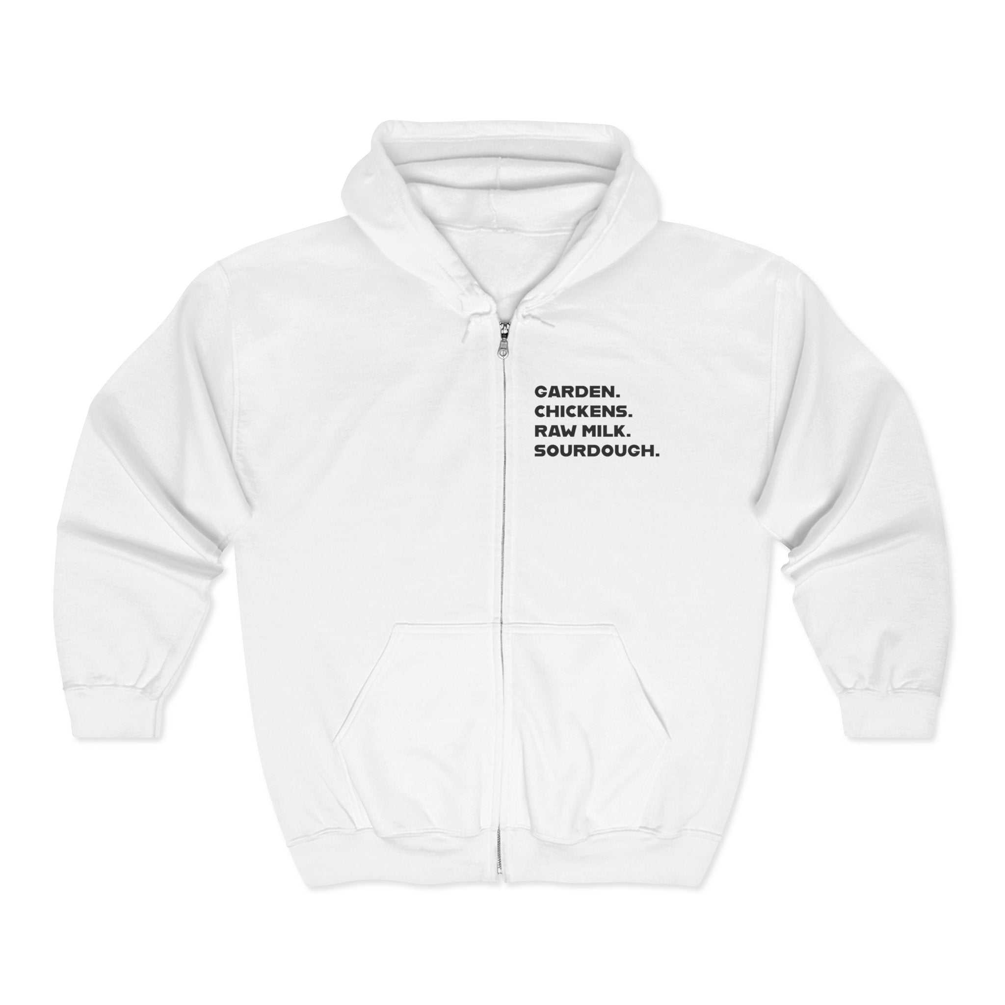 Homestead Women's Full Zip Hoodie - GARDER. CHICKENS. RAW MILK. SOURDOUGH. | Hoodie by atgodanddesigns