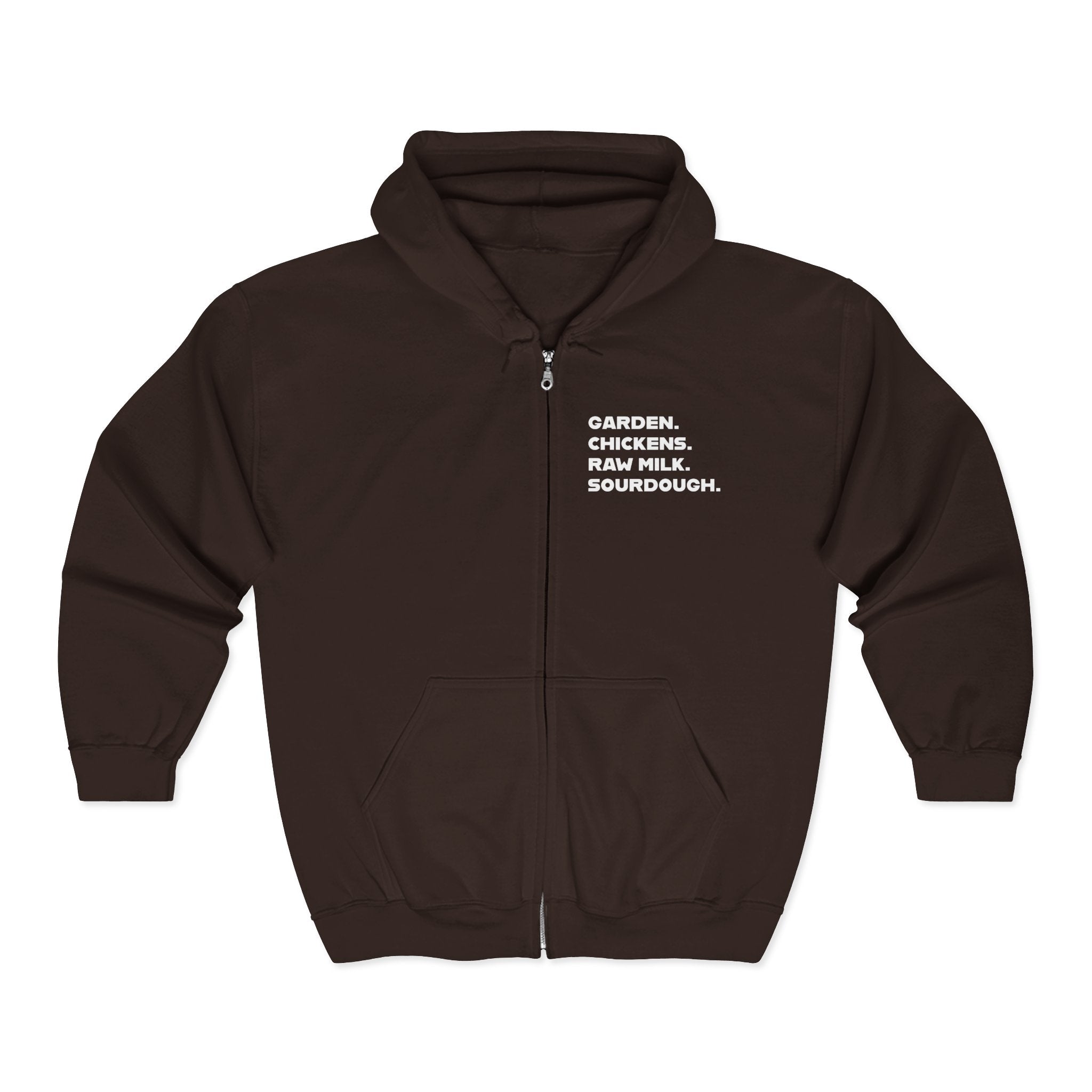 Homestead Women's Full Zip Hoodie - GARDER. CHICKENS. RAW MILK. SOURDOUGH. | Hoodie by atgodanddesigns