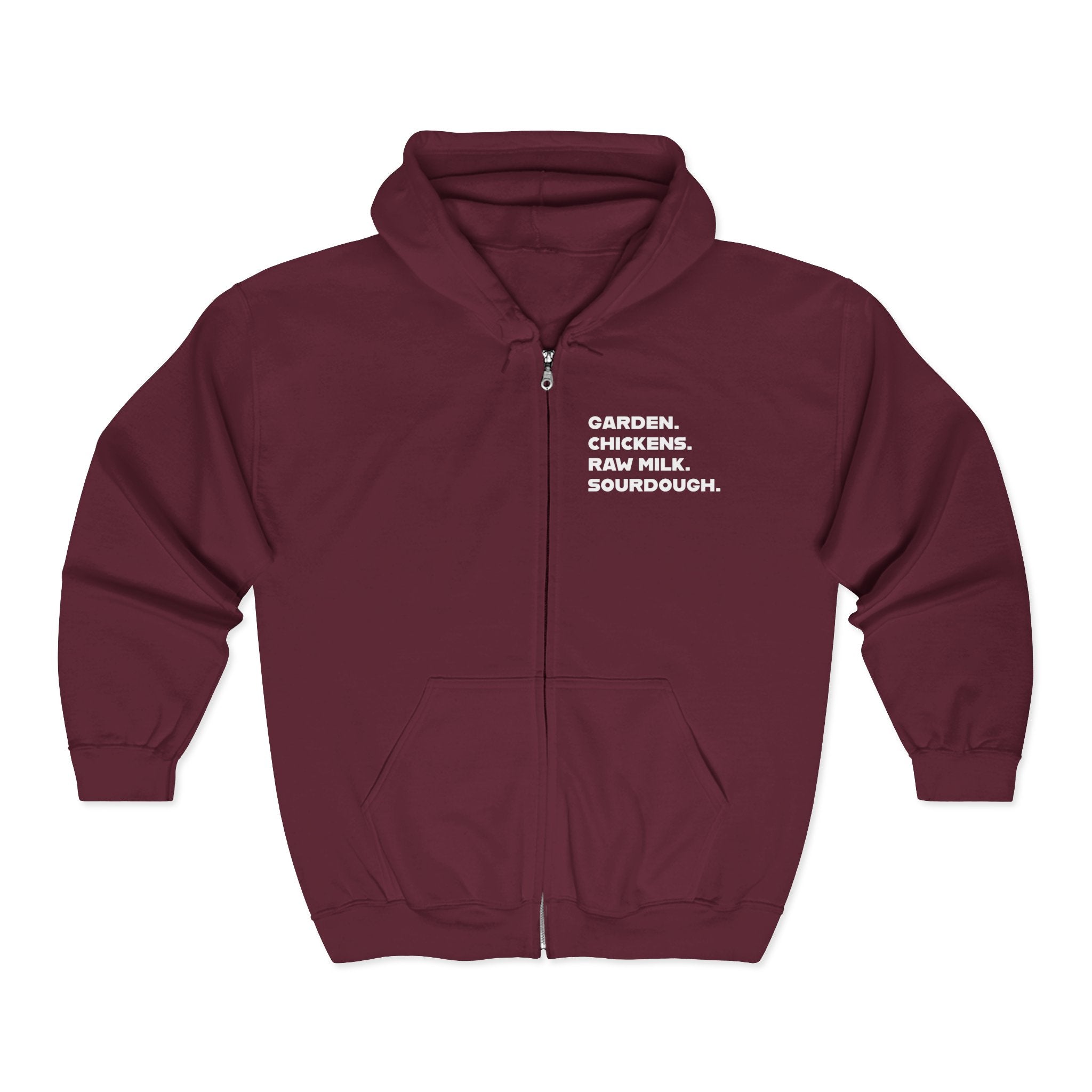 Homestead Women's Full Zip Hoodie - GARDER. CHICKENS. RAW MILK. SOURDOUGH. | Hoodie by atgodanddesigns