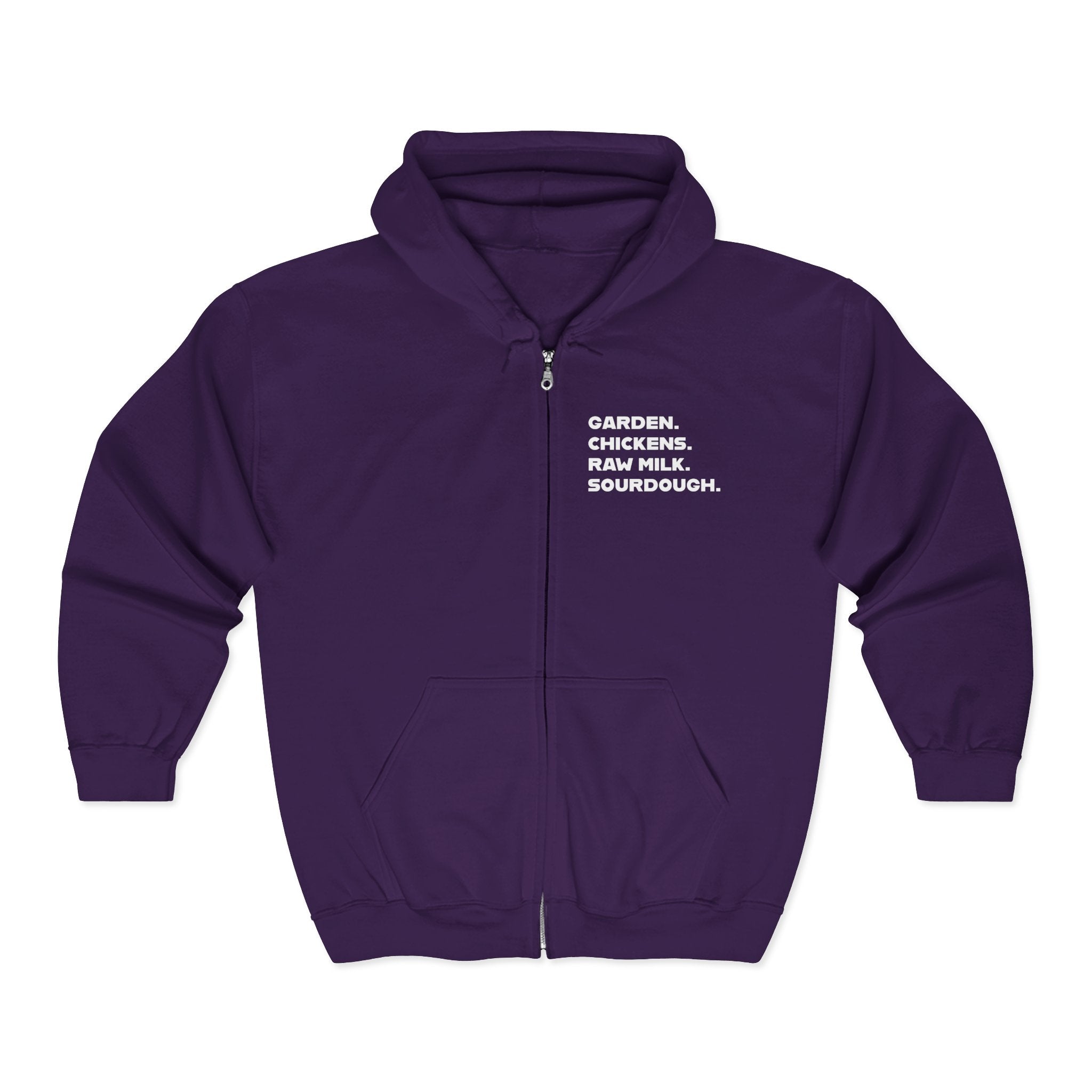 Homestead Women's Full Zip Hoodie - GARDER. CHICKENS. RAW MILK. SOURDOUGH. | Hoodie by atgodanddesigns