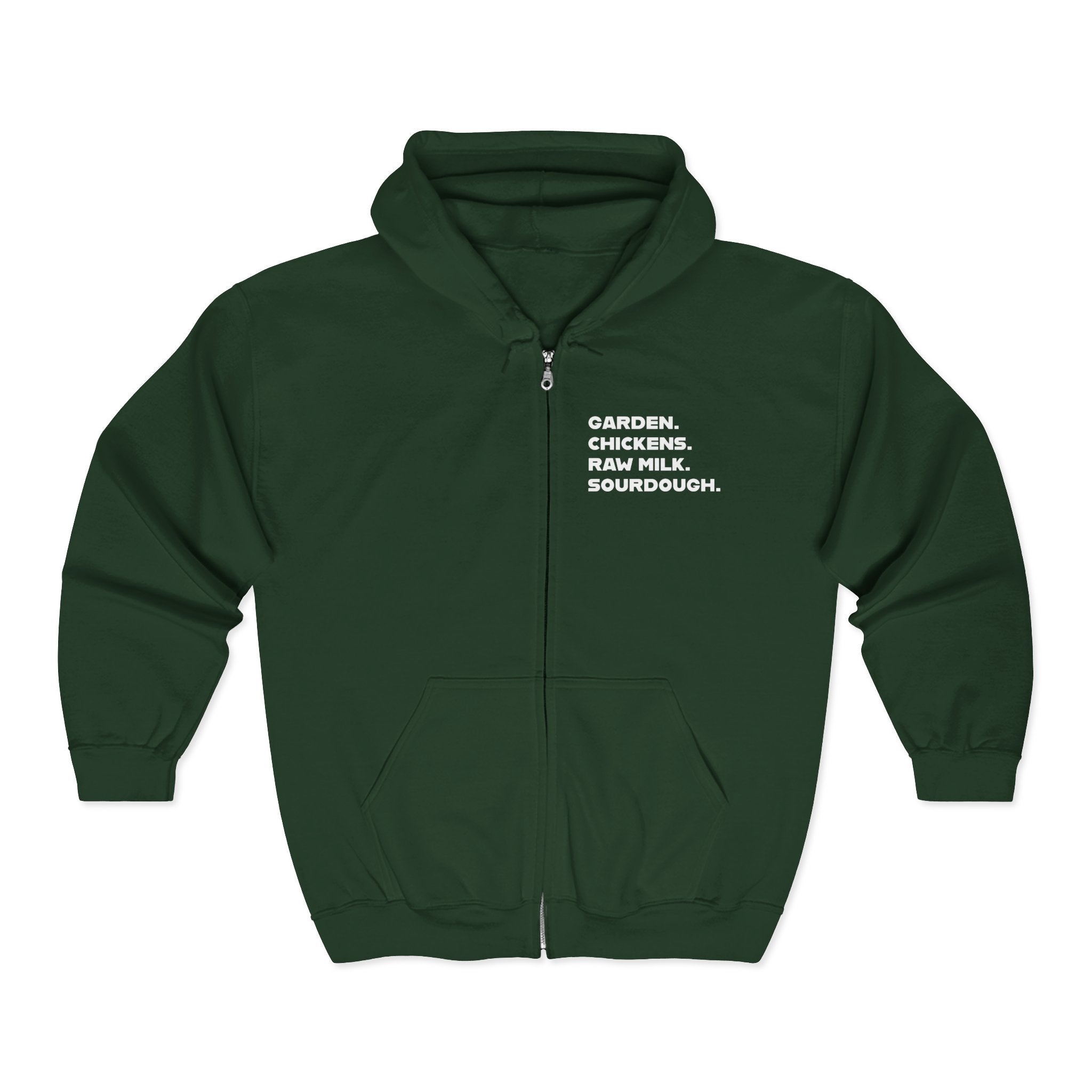 Homestead Women's Full Zip Hoodie - GARDER. CHICKENS. RAW MILK. SOURDOUGH. | Hoodie by atgodanddesigns