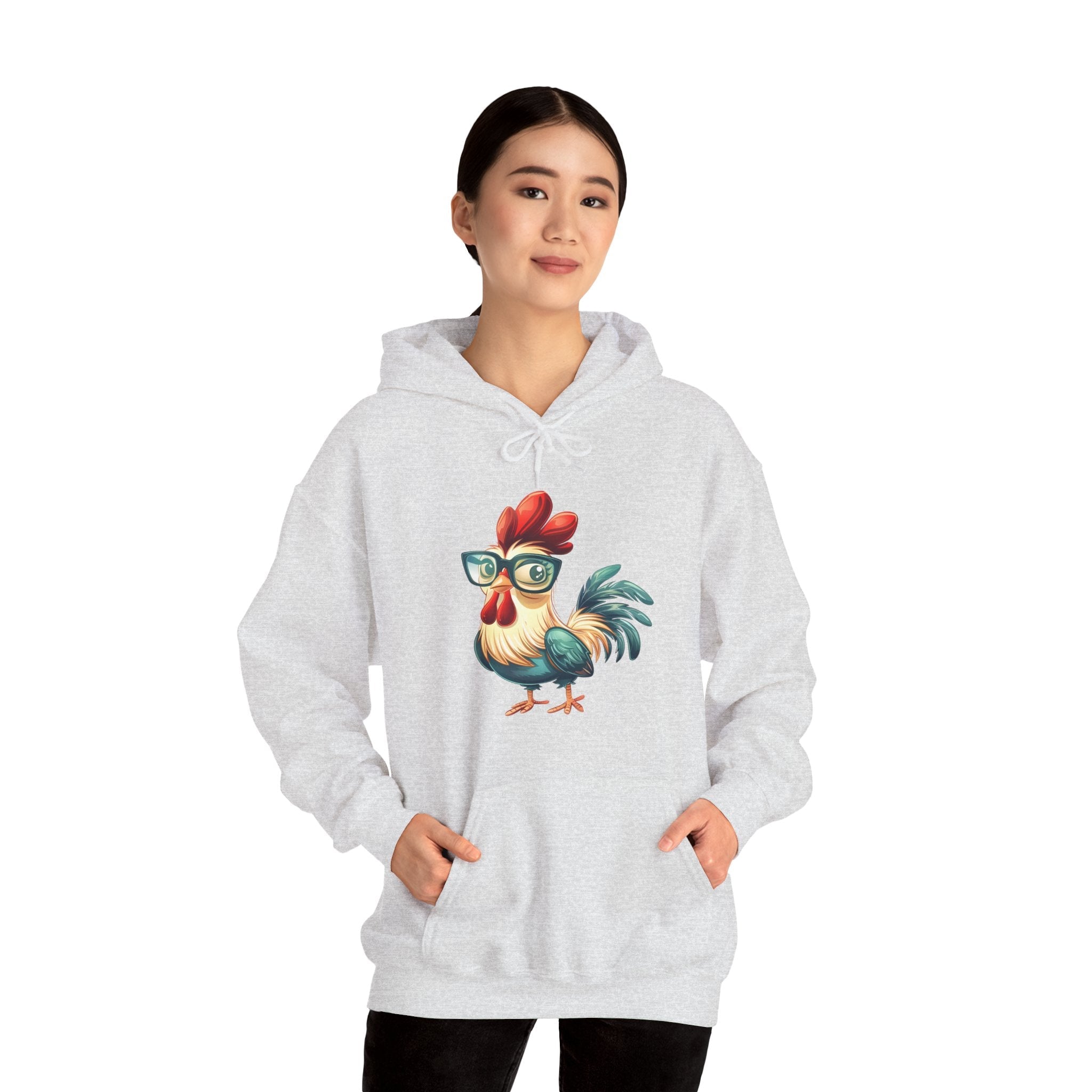 Homestead Women's Hooded Sweatshirt - Chicken With Glasses | Hoodie by atgodanddesigns