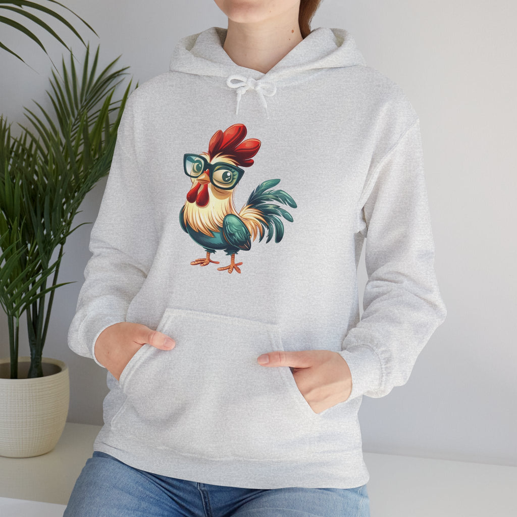 Homestead Women's Hooded Sweatshirt - Chicken With Glasses | Hoodie by atgodanddesigns