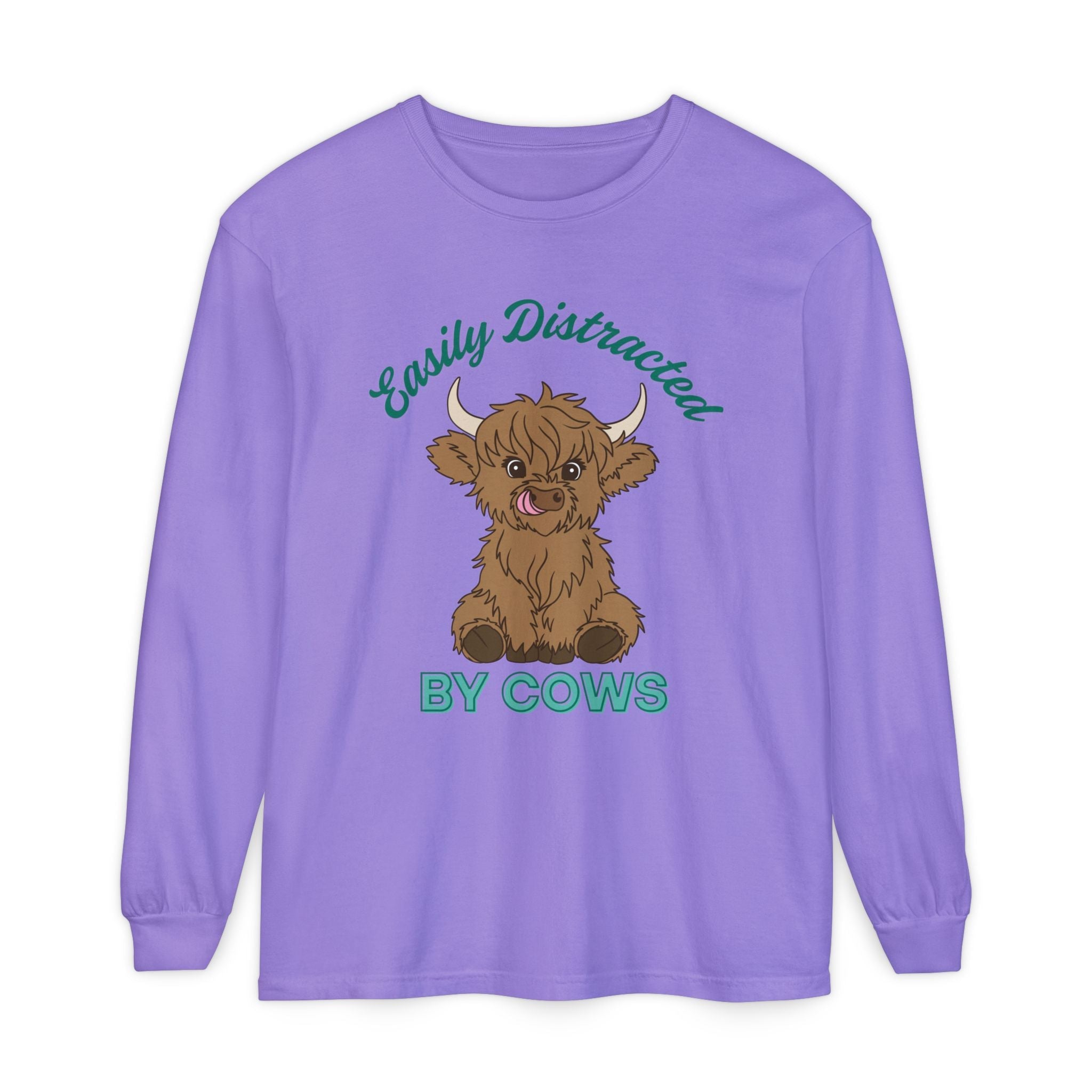 Homestead Women's Long Sleeve - Easily Distracted By Cows | Long - sleeve by atgodanddesigns