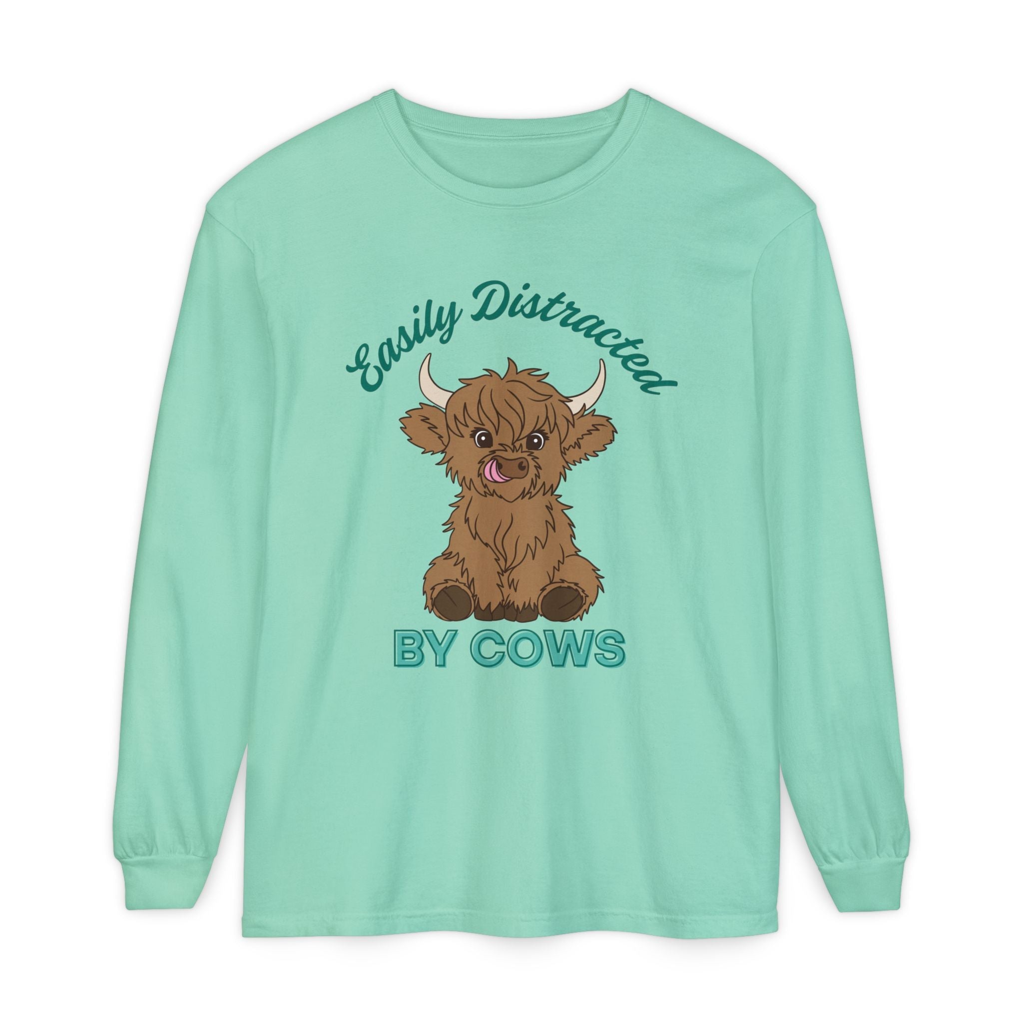 Homestead Women's Long Sleeve - Easily Distracted By Cows | Long - sleeve by atgodanddesigns