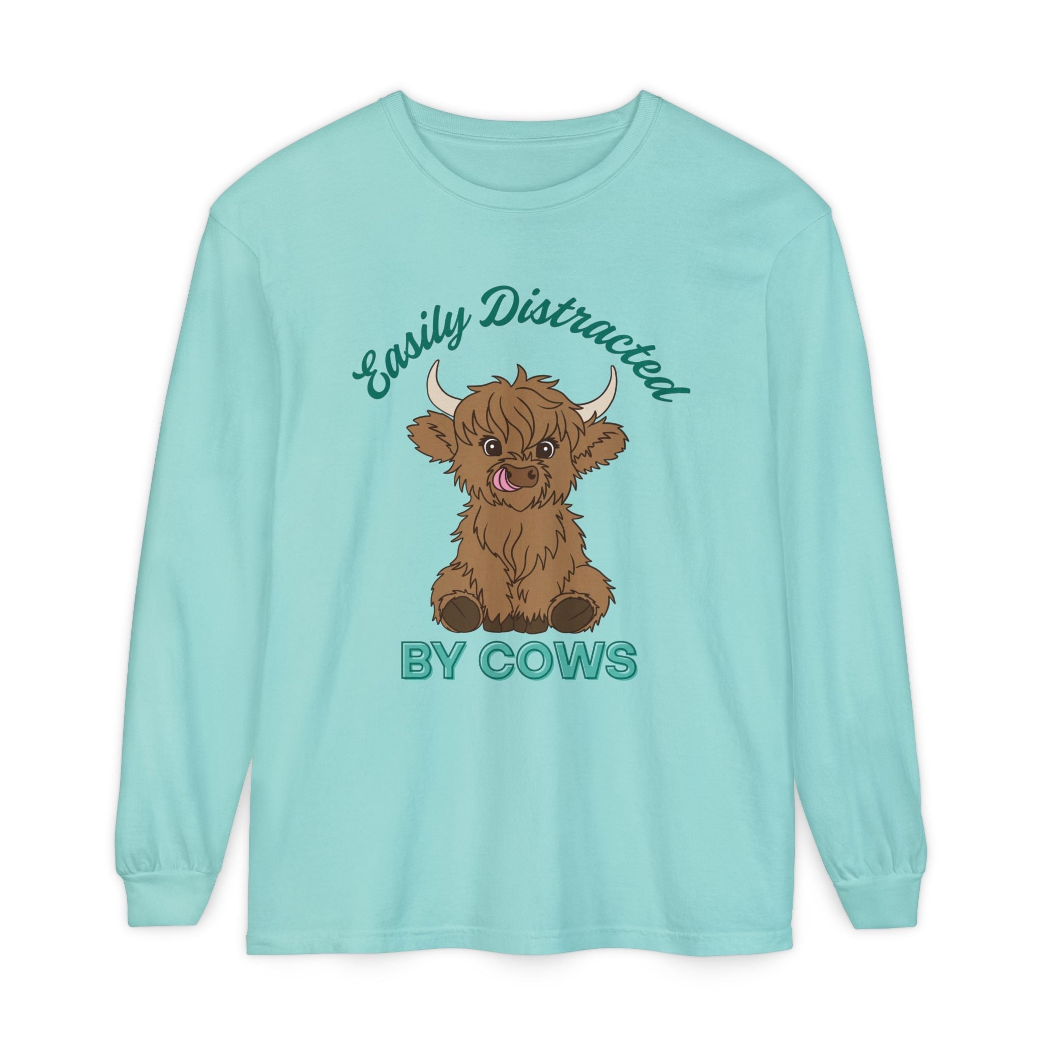 Homestead Women's Long Sleeve - Easily Distracted By Cows | Long - sleeve by atgodanddesigns