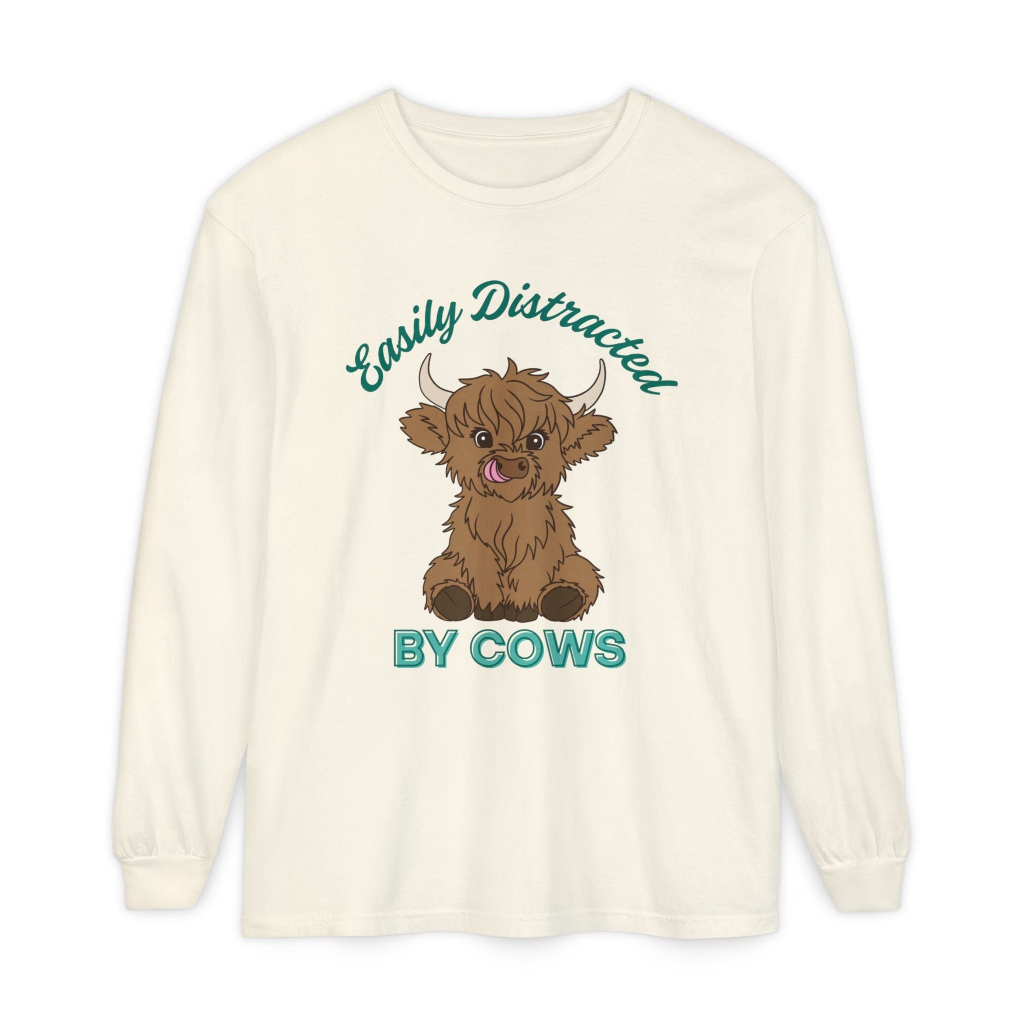 Homestead Women's Long Sleeve - Easily Distracted By Cows | Long - sleeve by atgodanddesigns