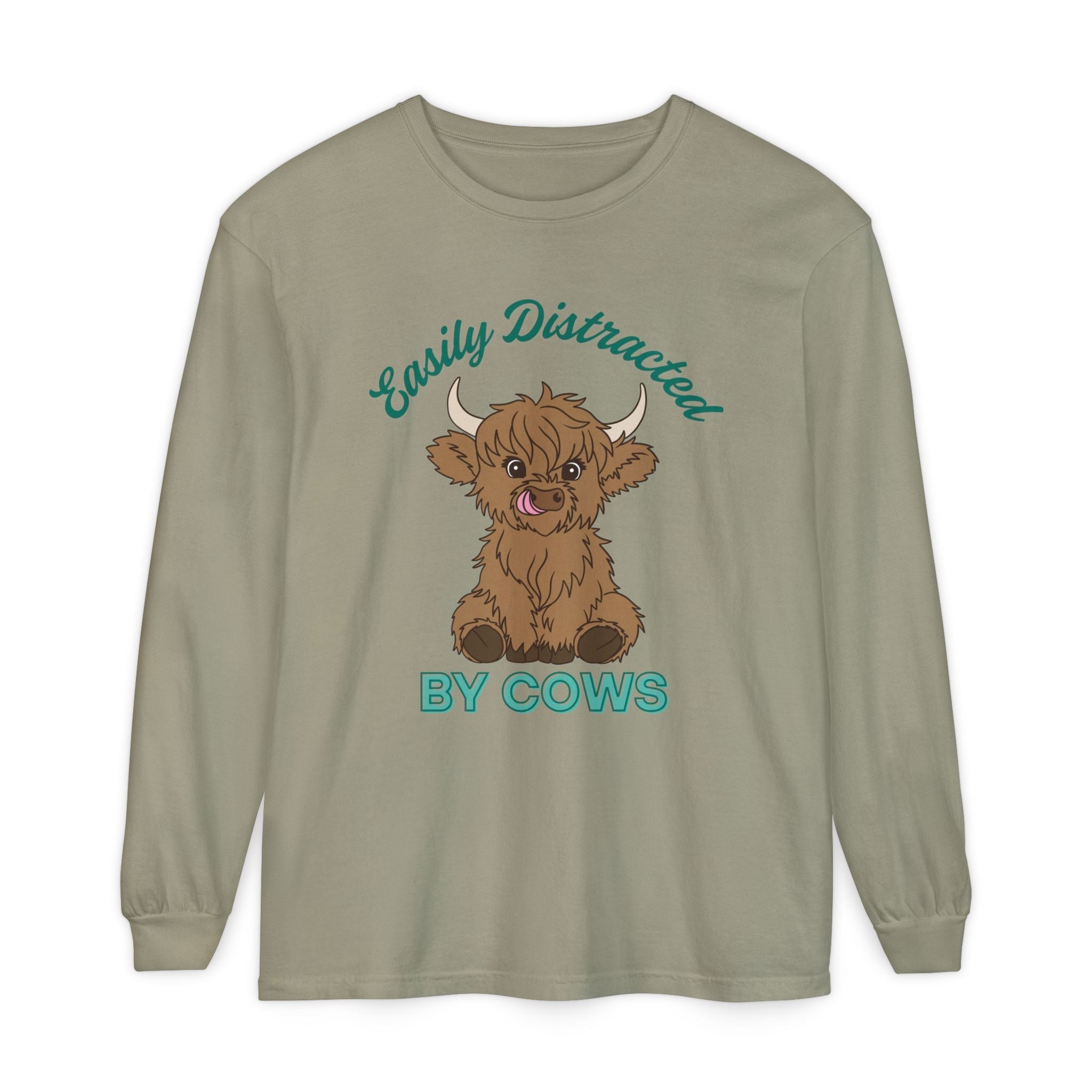 Homestead Women's Long Sleeve - Easily Distracted By Cows | Long - sleeve by atgodanddesigns