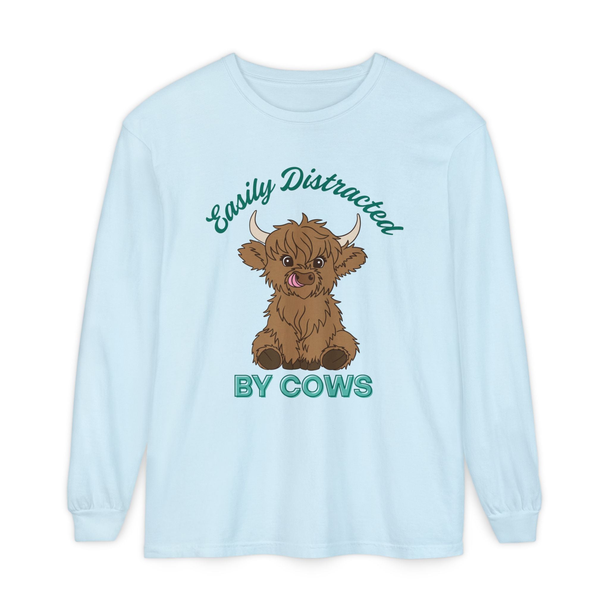 Homestead Women's Long Sleeve - Easily Distracted By Cows | Long - sleeve by atgodanddesigns