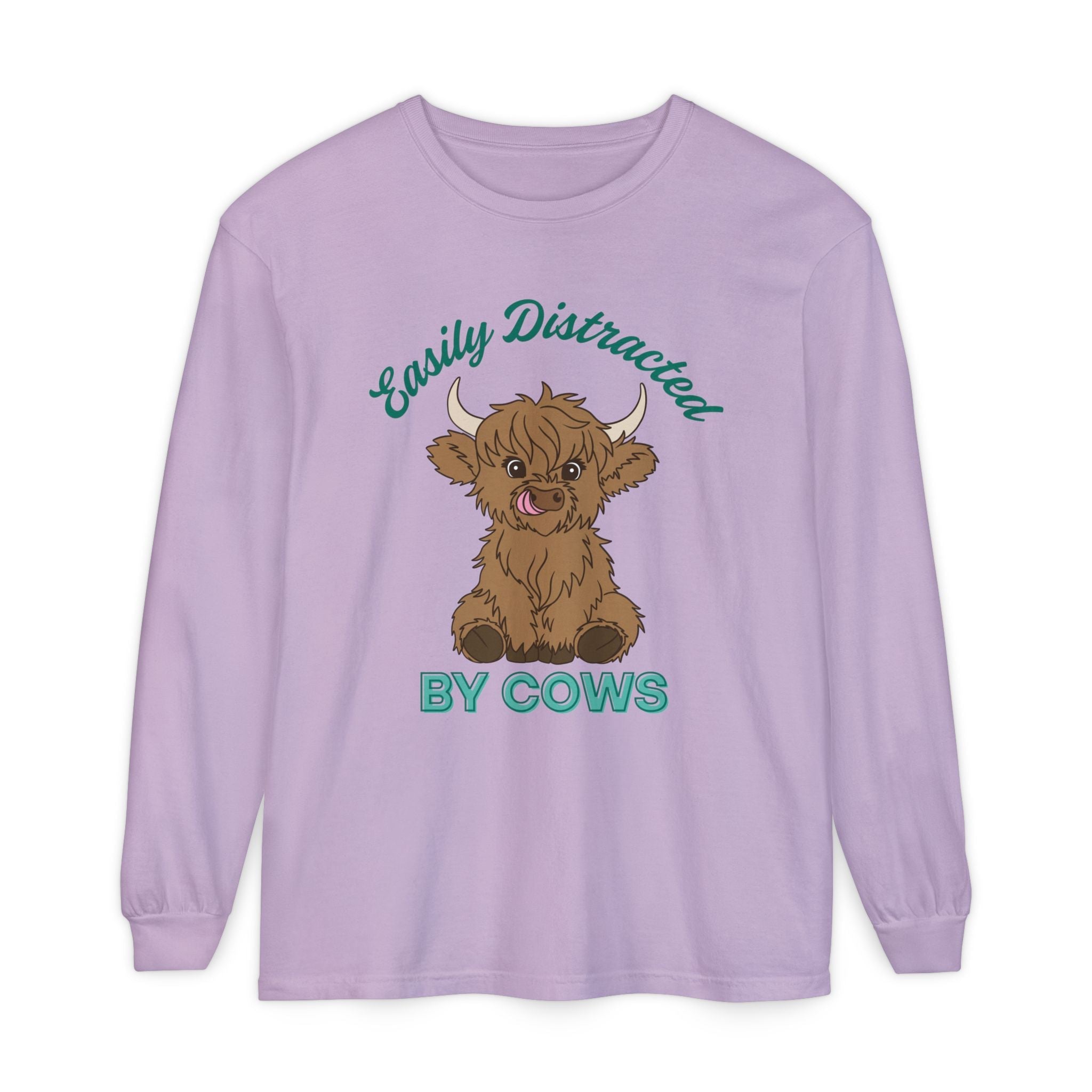 Homestead Women's Long Sleeve - Easily Distracted By Cows | Long - sleeve by atgodanddesigns