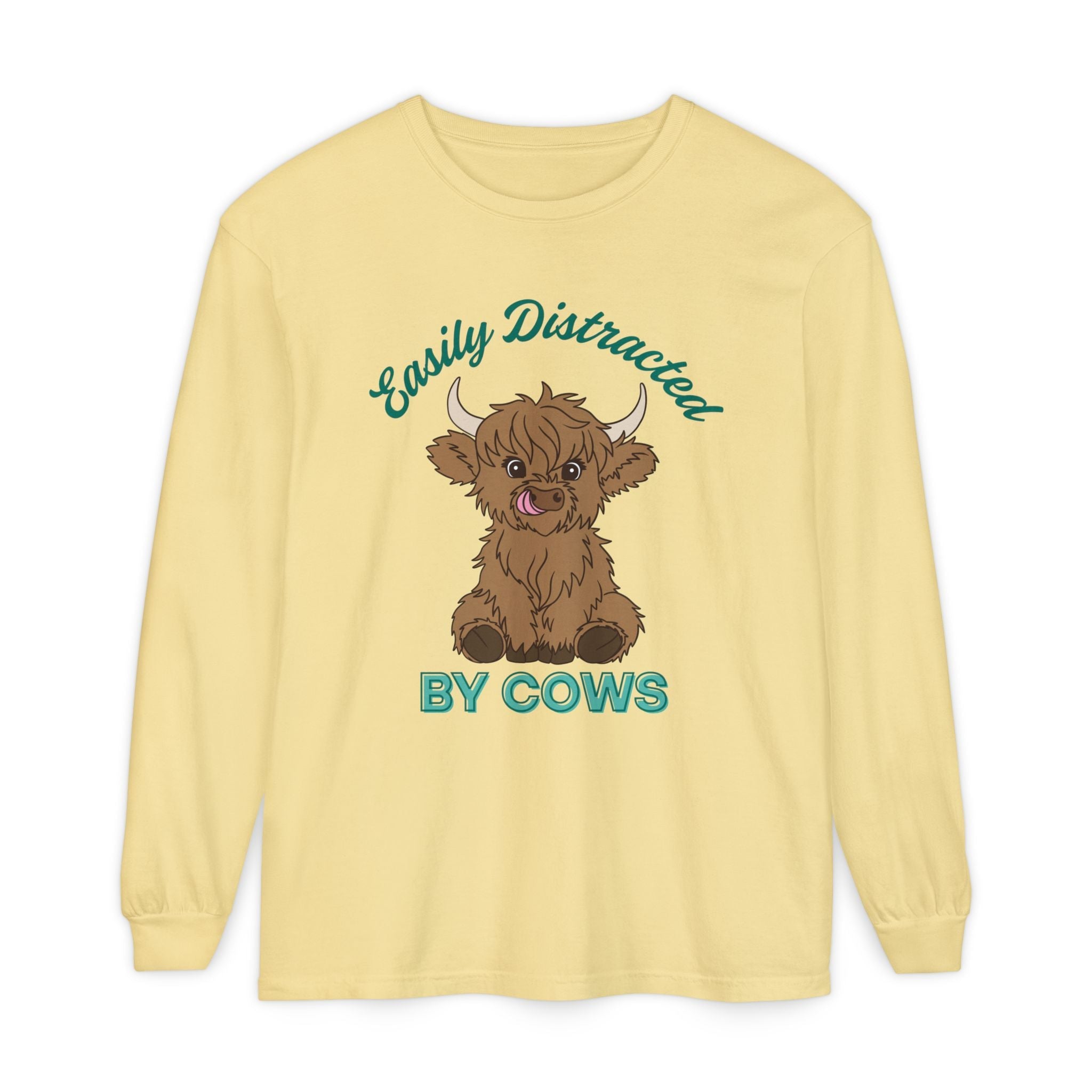 Homestead Women's Long Sleeve - Easily Distracted By Cows | Long - sleeve by atgodanddesigns