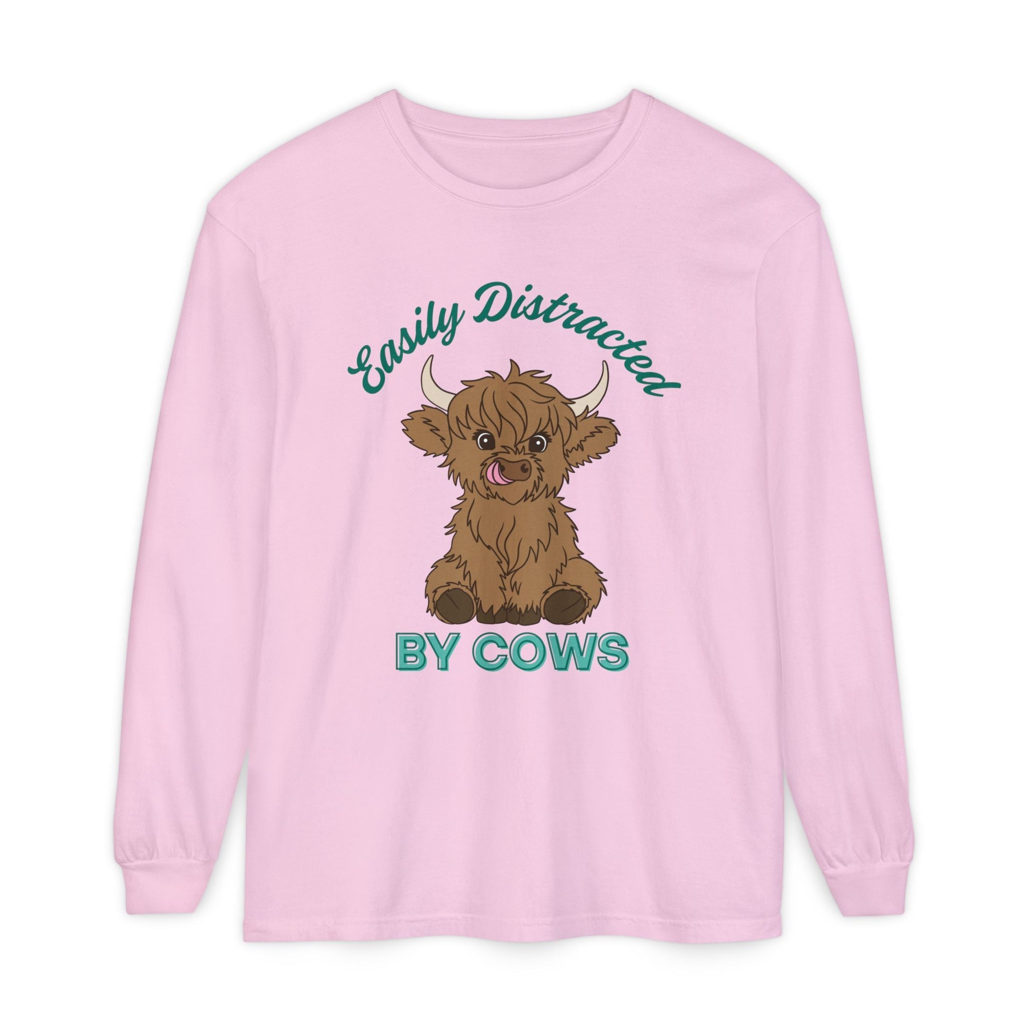 Homestead Women's Long Sleeve - Easily Distracted By Cows | Long - sleeve by atgodanddesigns