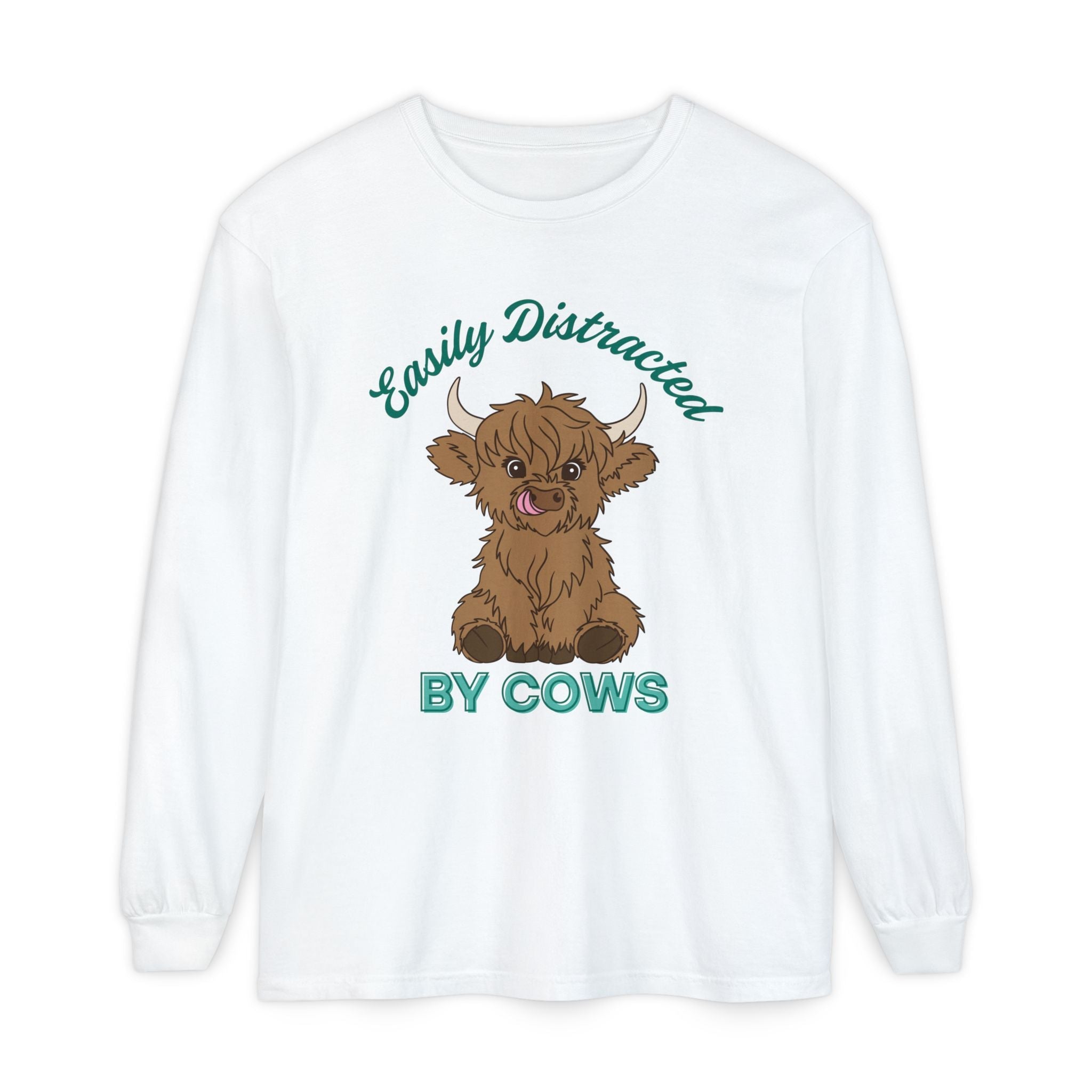 Homestead Women's Long Sleeve - Easily Distracted By Cows | Long - sleeve by atgodanddesigns